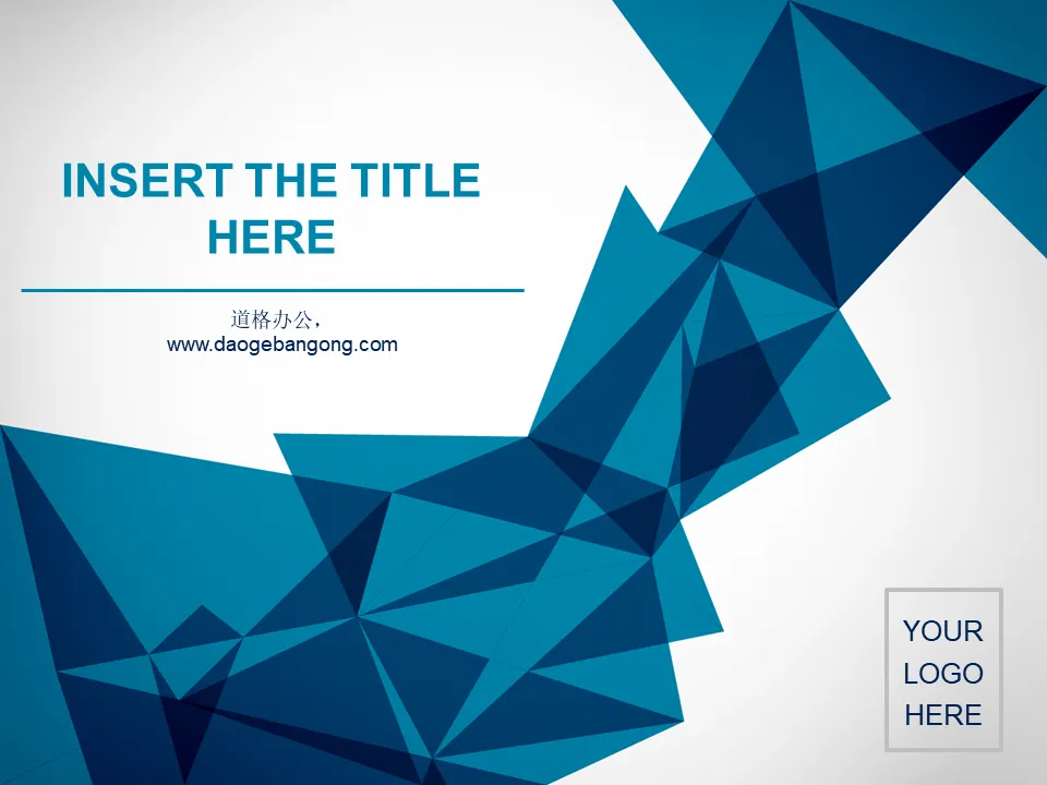 Foreign blue origami background art design PowerPoint template