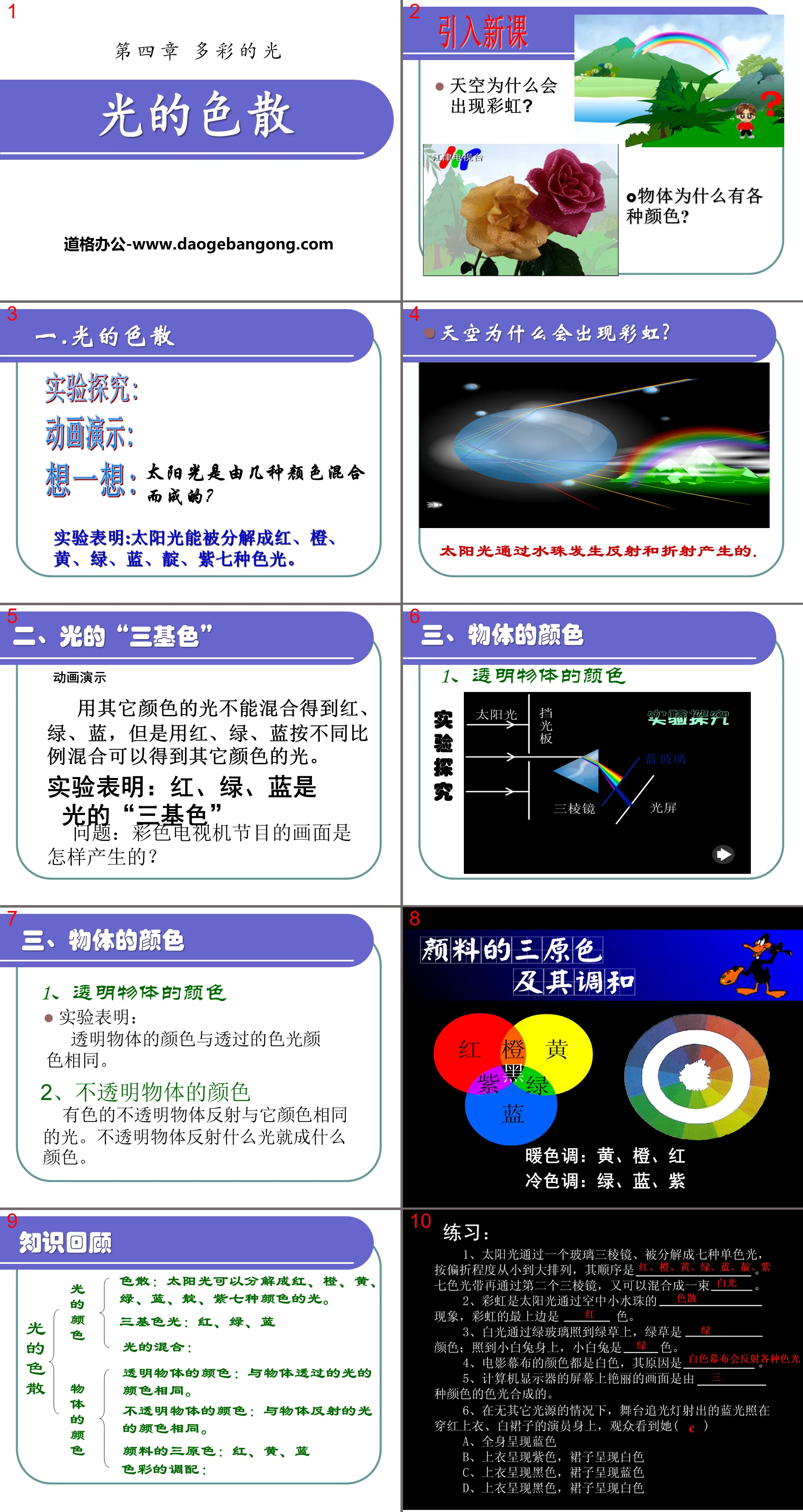 "Dispersion of Light" Colorful Light PPT Courseware 4