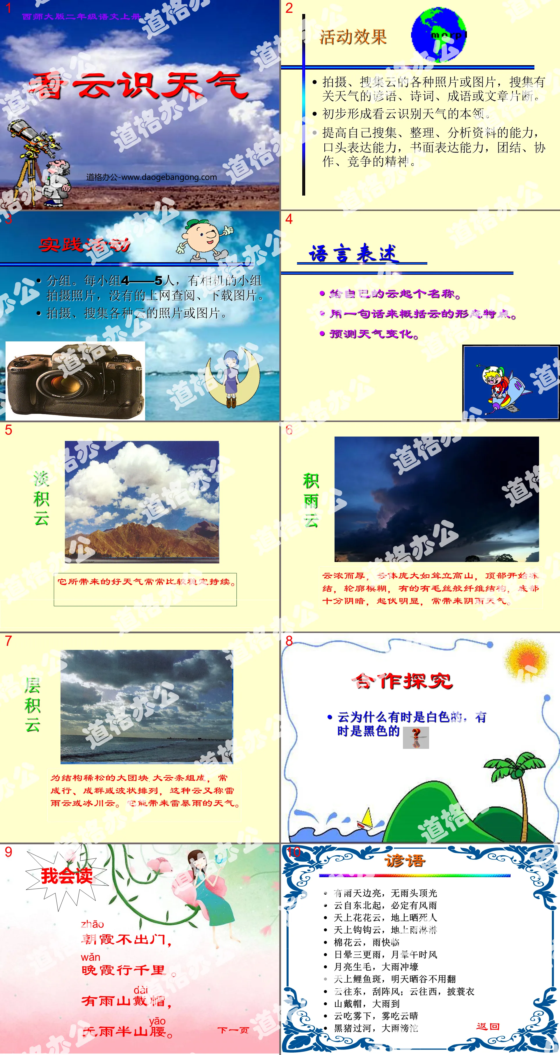 Download the PPT courseware "Looking at the Clouds to Know the Weather"