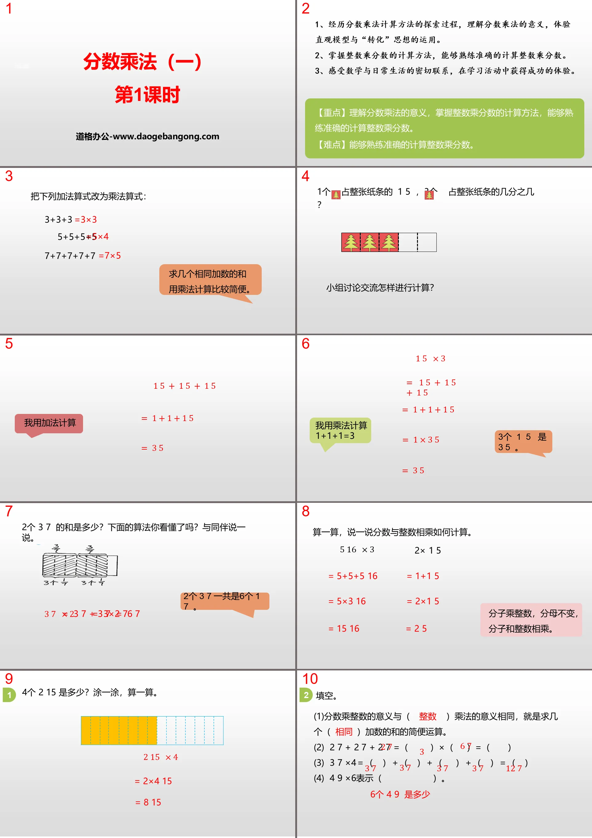 "Fraction Multiplication (1)" Fraction Multiplication PPT Courseware (Lesson 1)