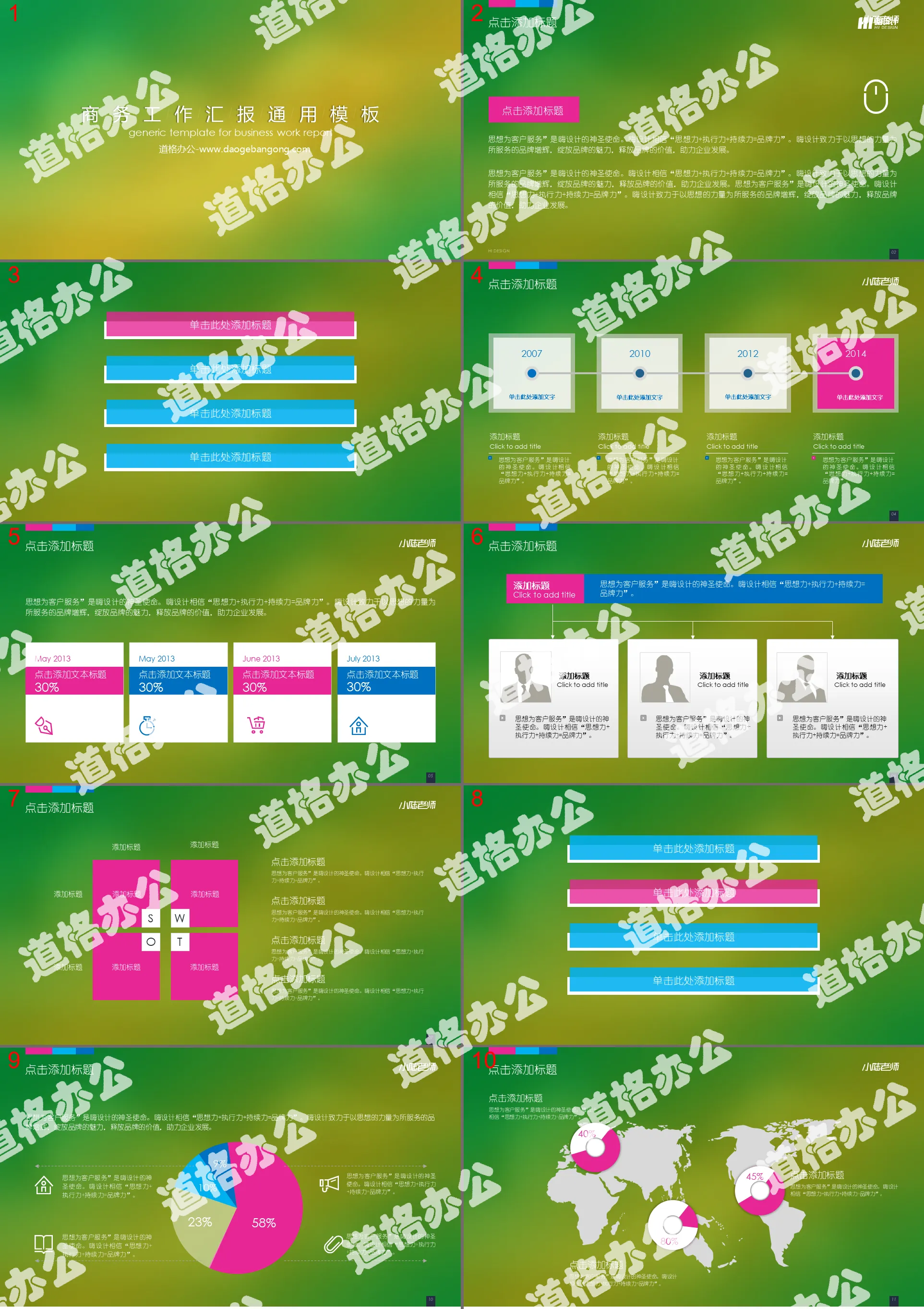 时尚大气炫彩黄绿色动态UI界面IOS风格商务工作汇报PPT模板