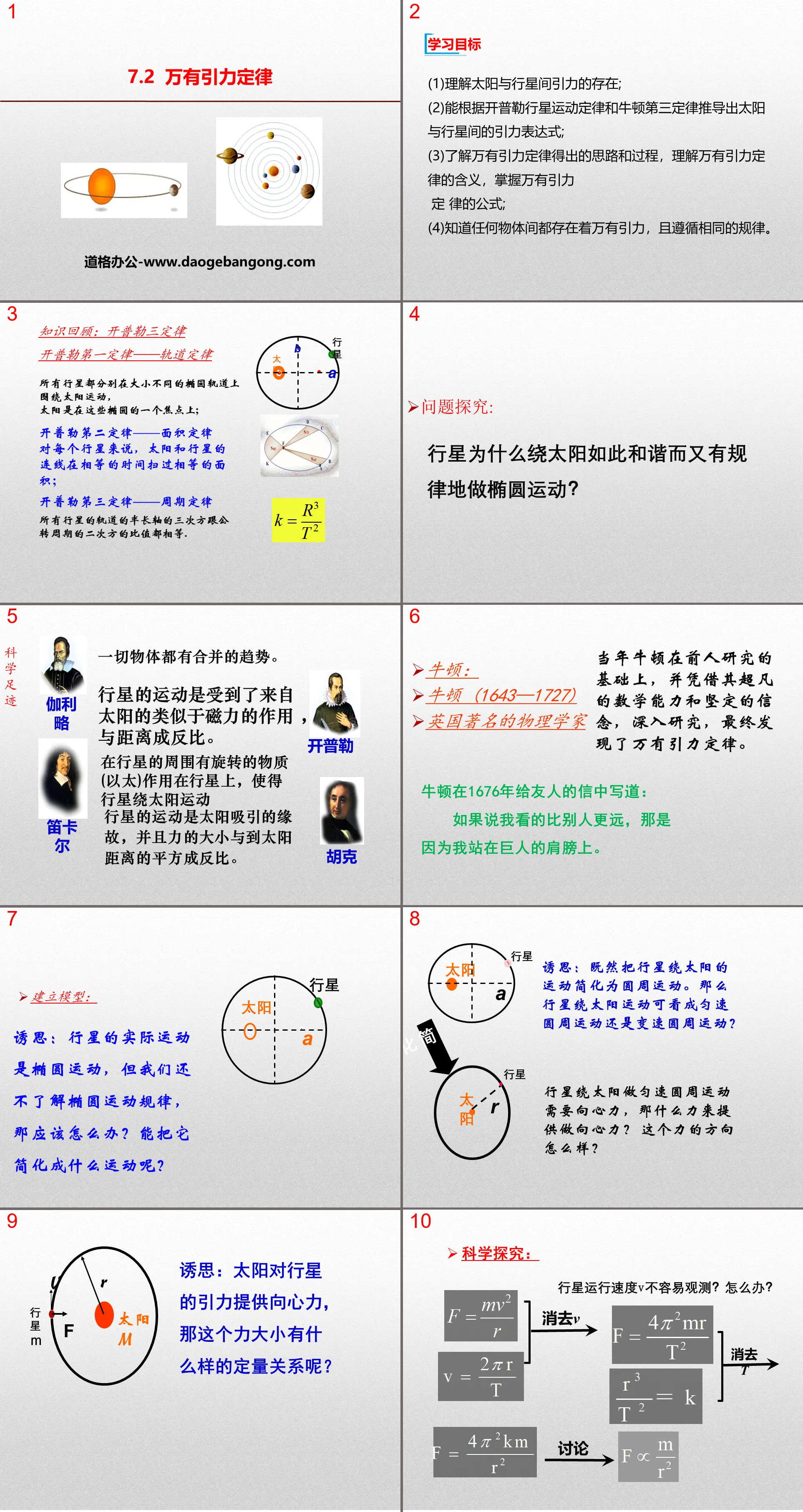 《万有引力定律》万有引力与宇宙航行PPT