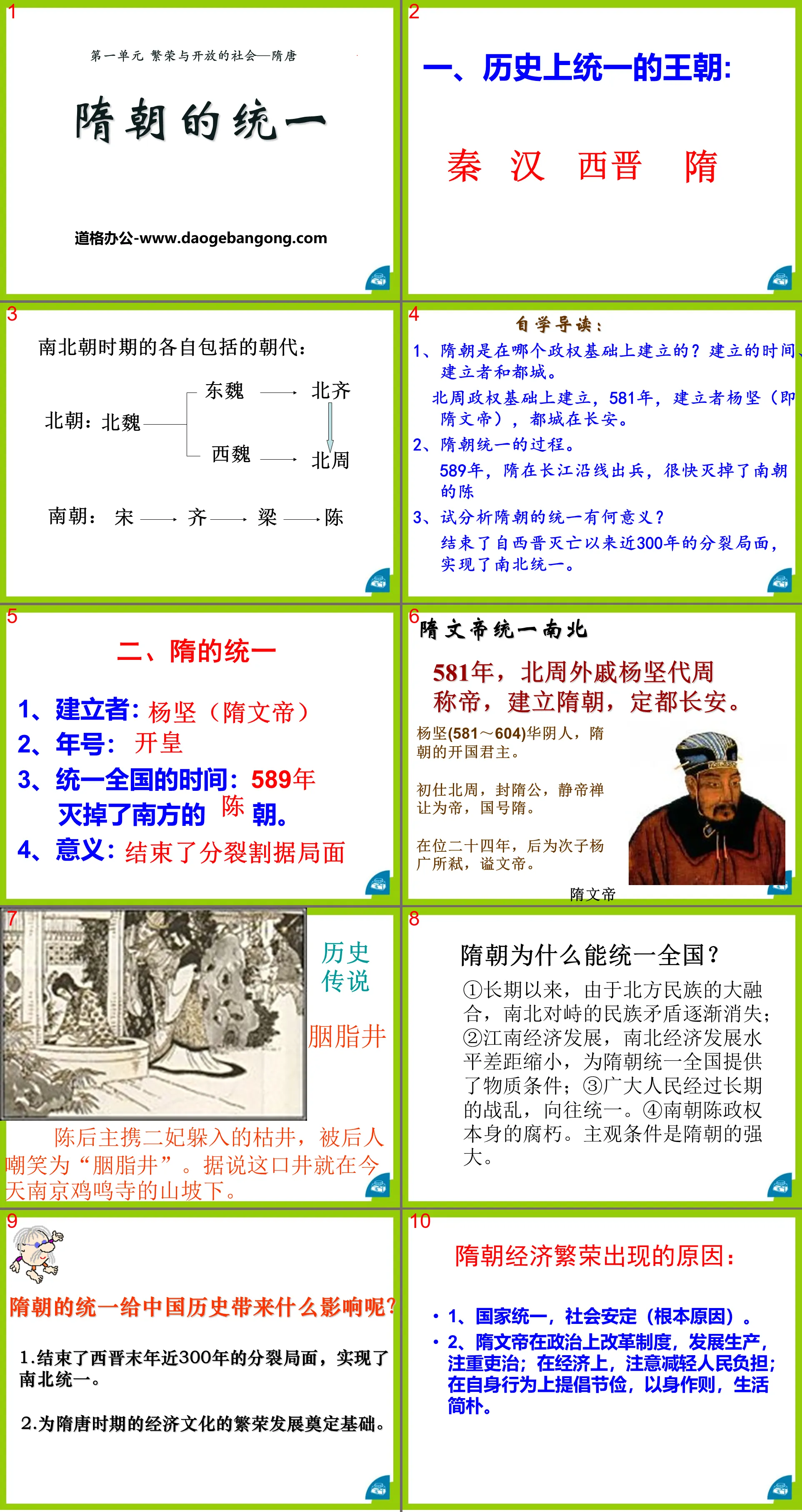 "The Unification of the Sui Dynasty" Prosperous and Open Society - Sui and Tang Dynasties PPT Courseware 2