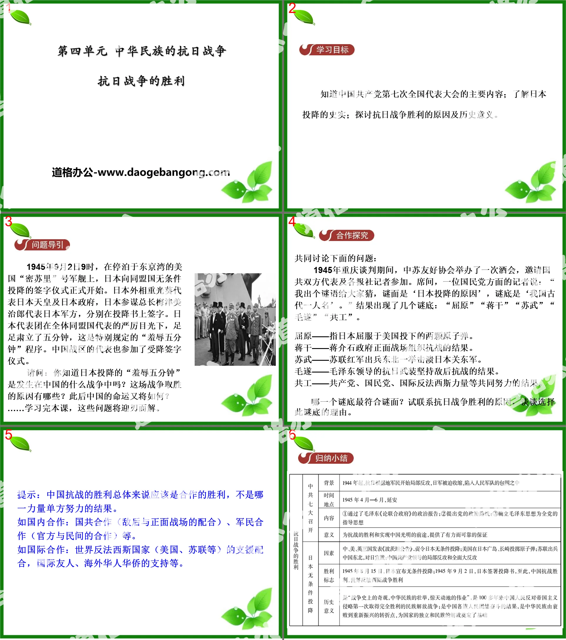 《抗日战争的胜利》中华民族的抗日战争PPT课件
