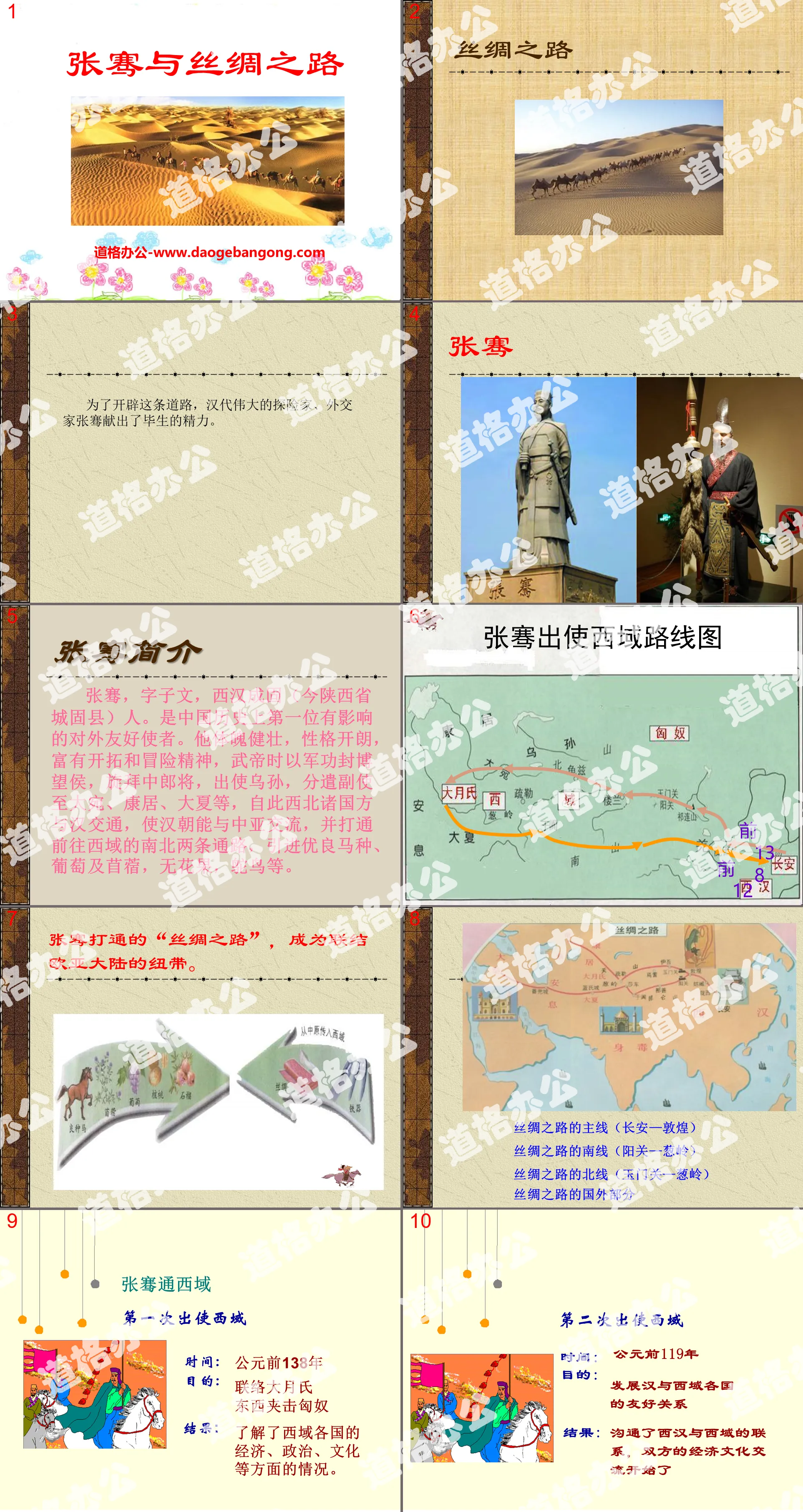 "Zhang Qian and the Silk Road" PPT courseware