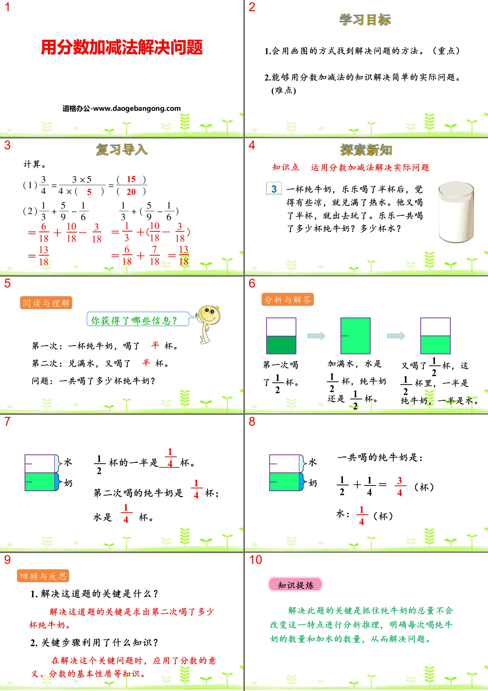 《用分數加減法解決問題》分數的加法和減法PPT