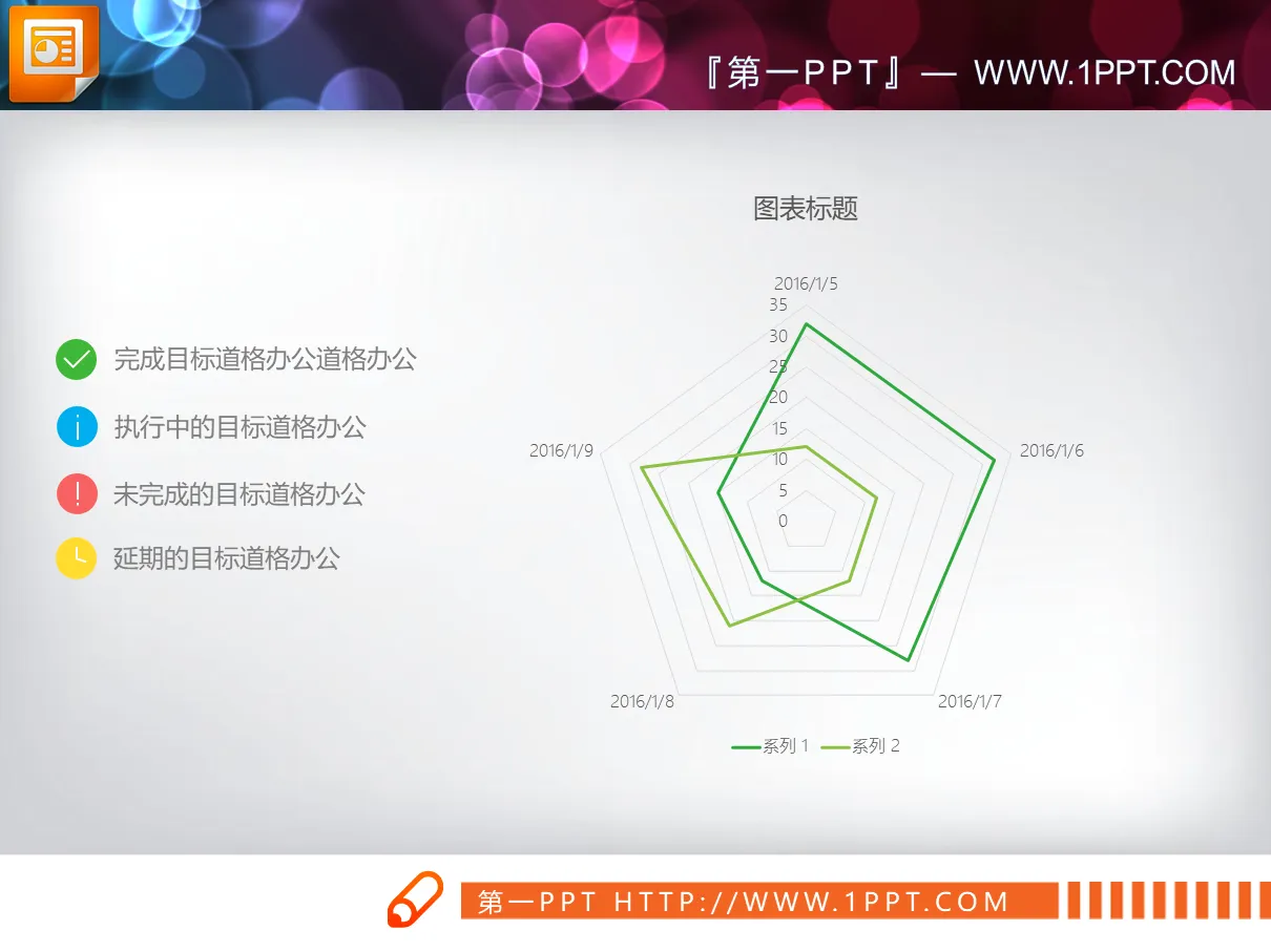 绿色细线幻灯片雷达图