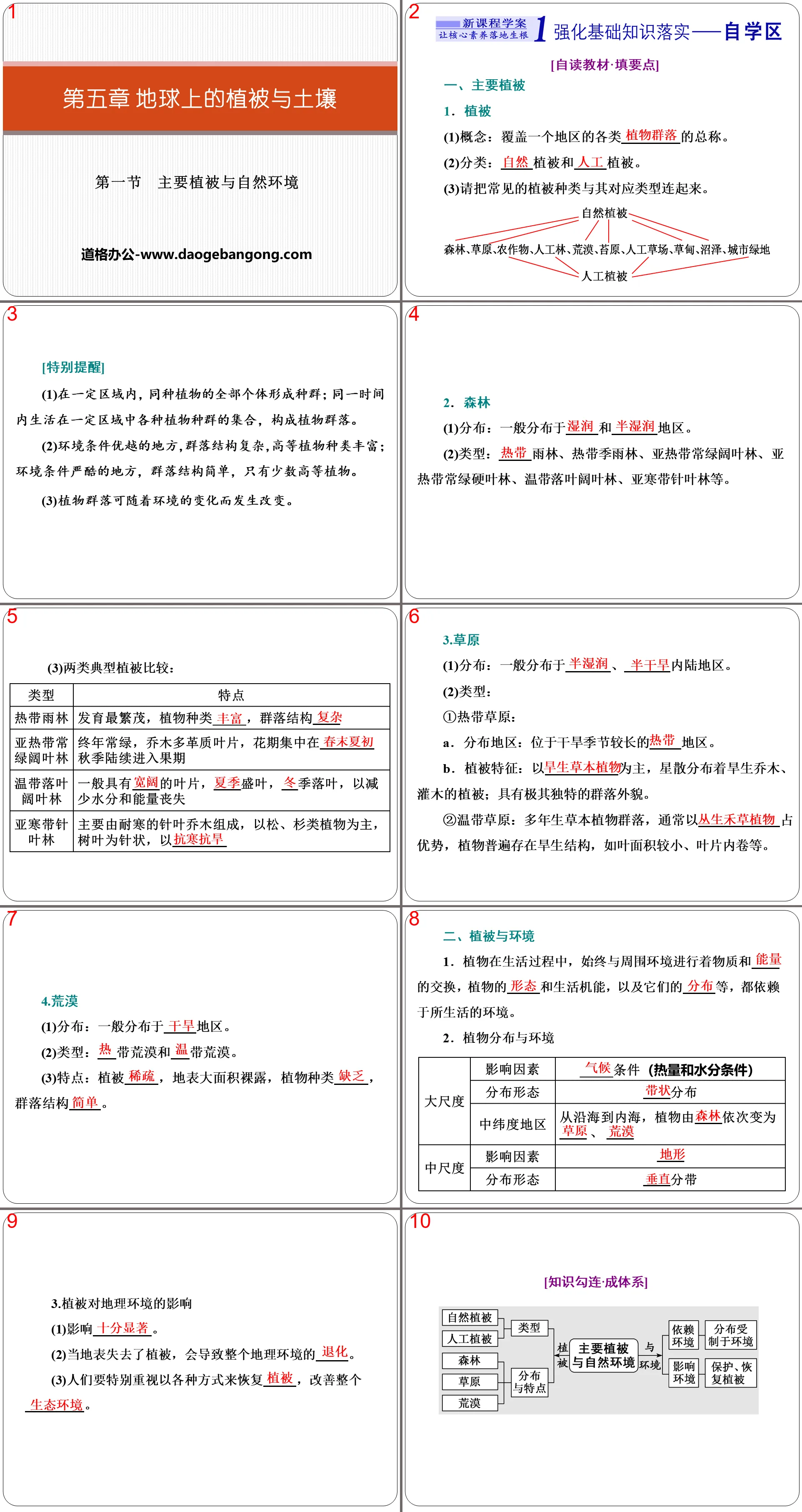 《主要植被与自然环境》地球上的植被与土壤PPT
