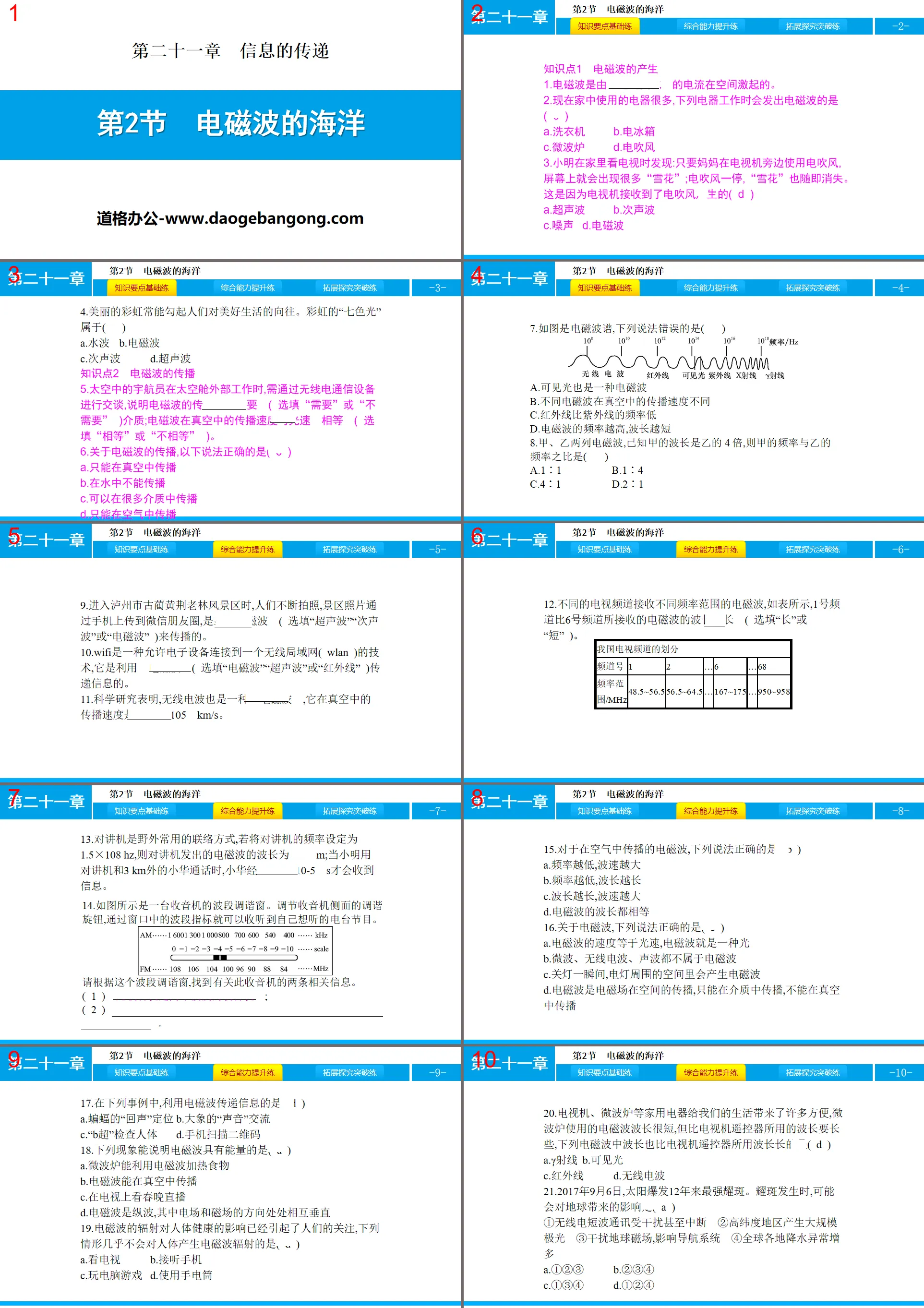 《电磁波的海洋》信息的传递PPT
