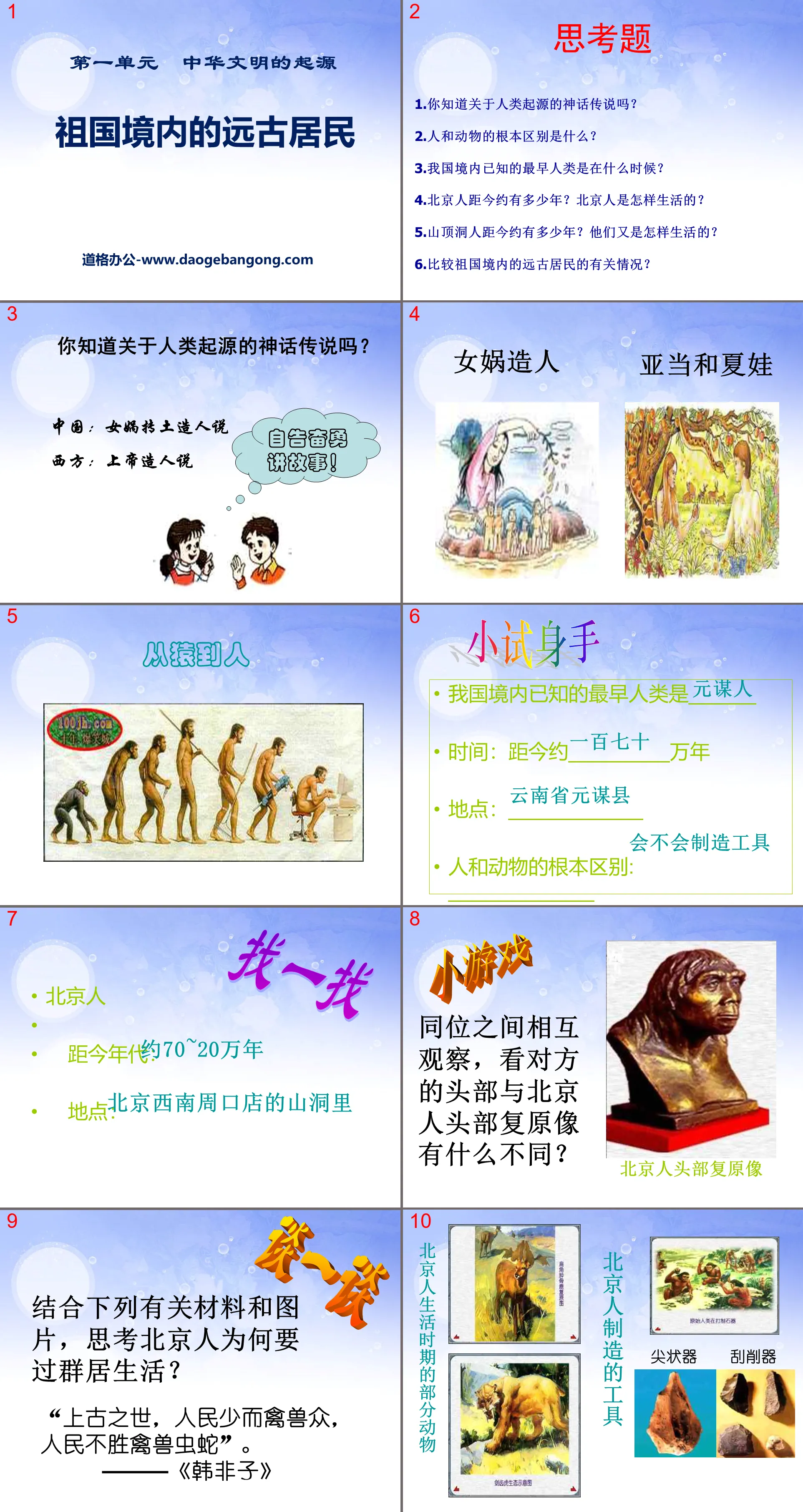 "Ancient Residents in the Motherland" The Origin of Chinese Civilization PPT Courseware 7