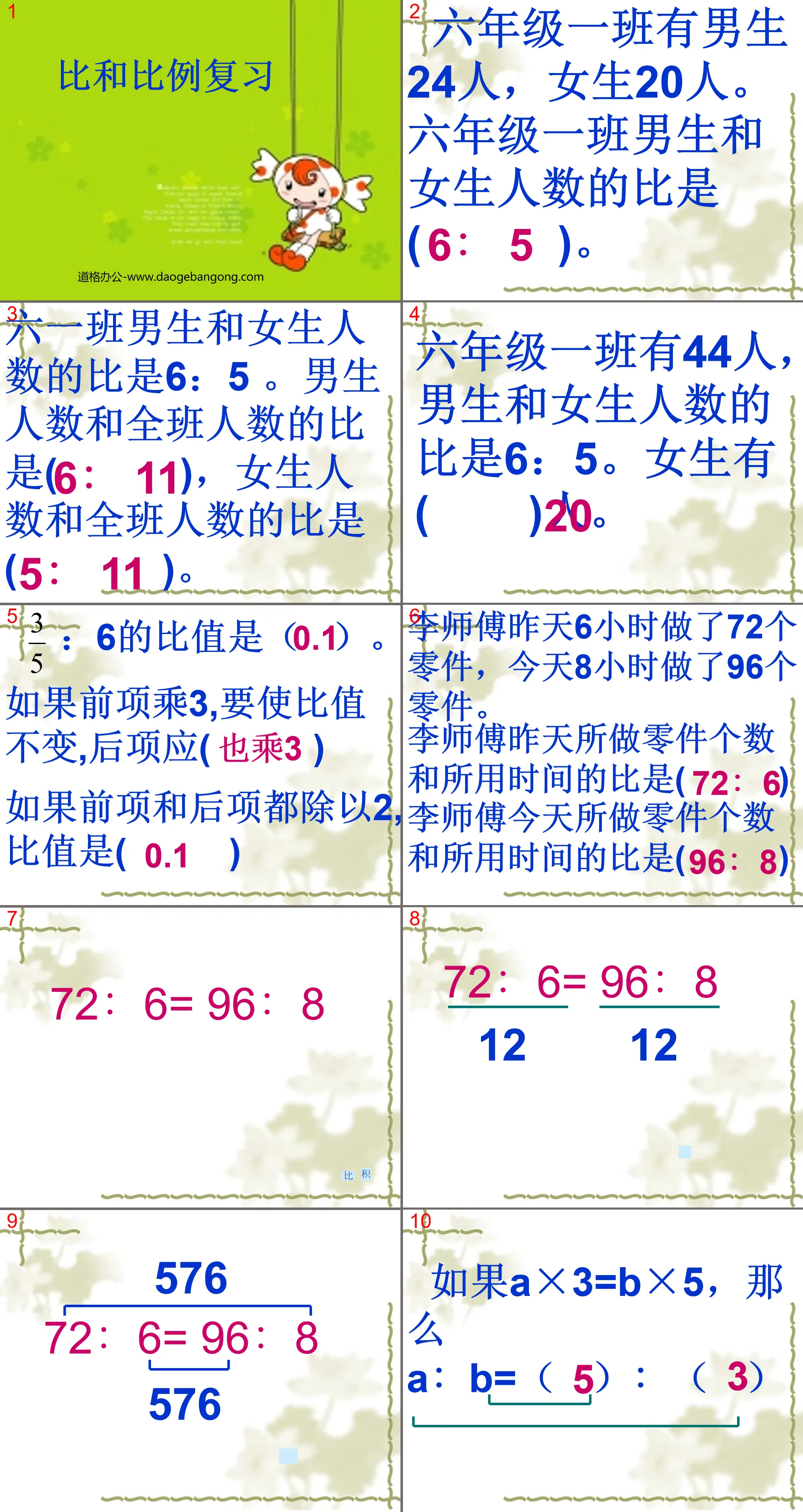 《總複習比與比例》PPT課件