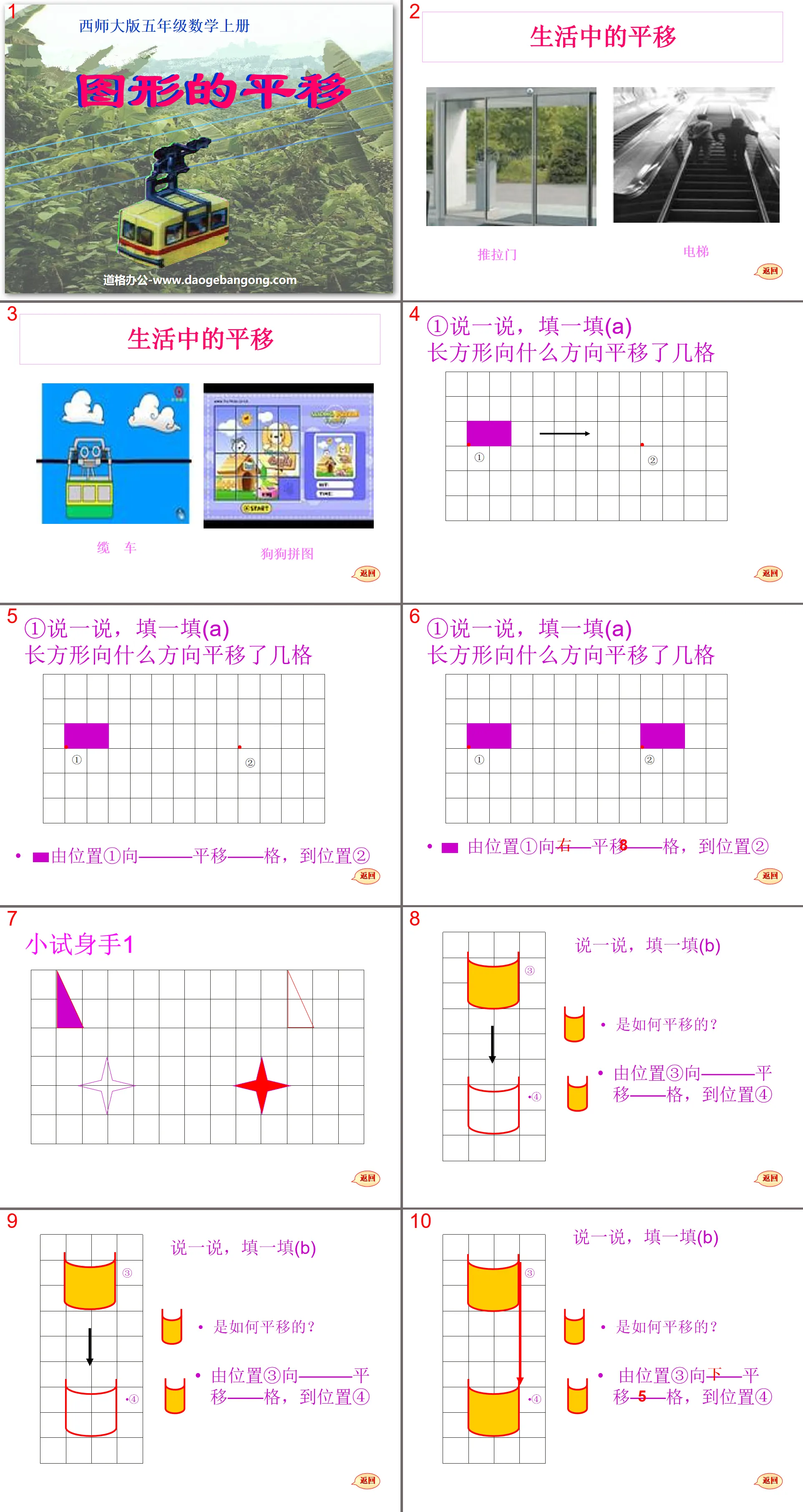 "Translation of Graphics" PPT courseware on translation, rotation and symmetry of graphics