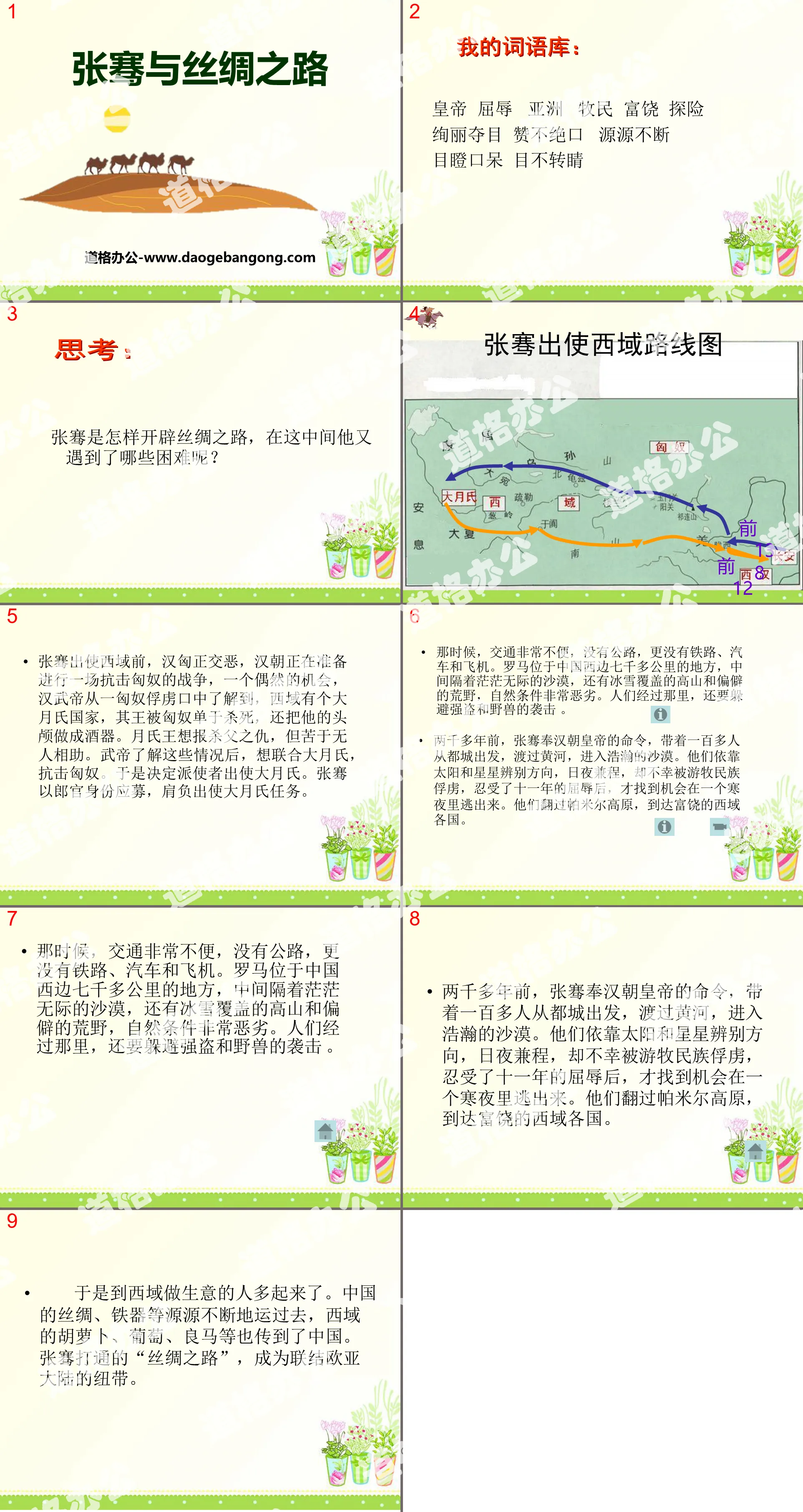 "Zhang Qian and the Silk Road" PPT courseware 3