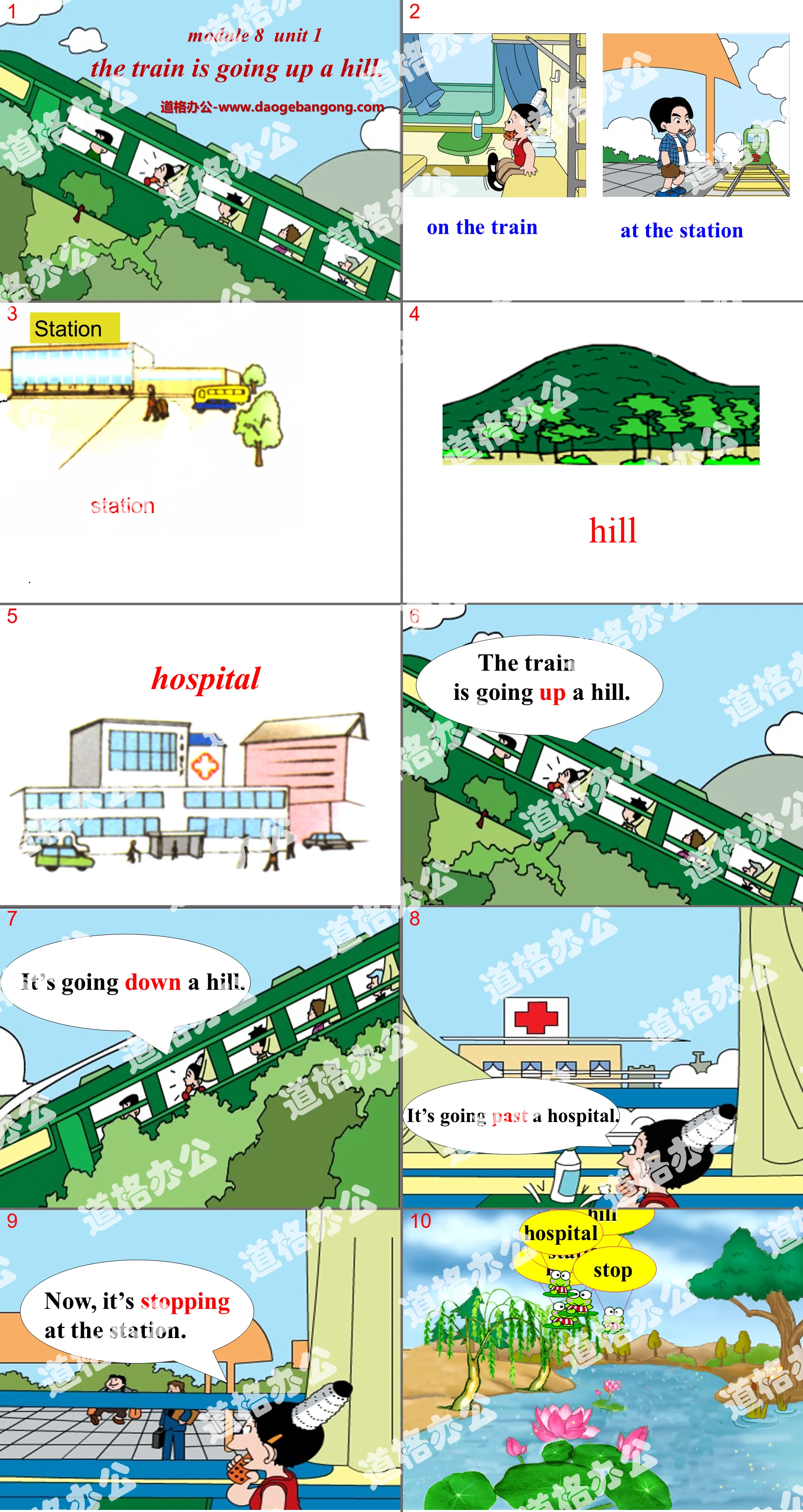 "The train is going up a hill" PPT courseware 3