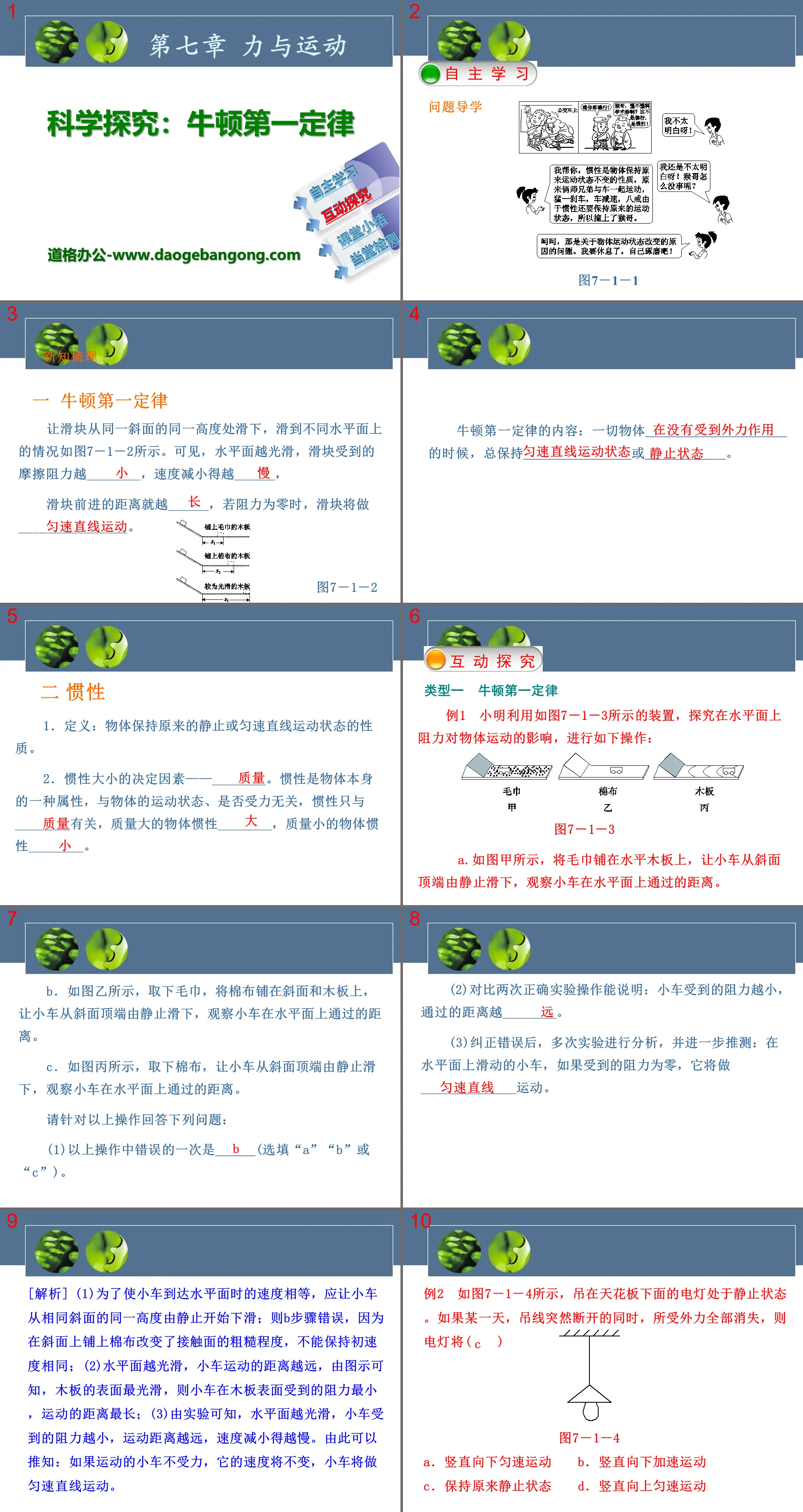 《科学探究：牛顿第一定律》力与运动PPT课件3
