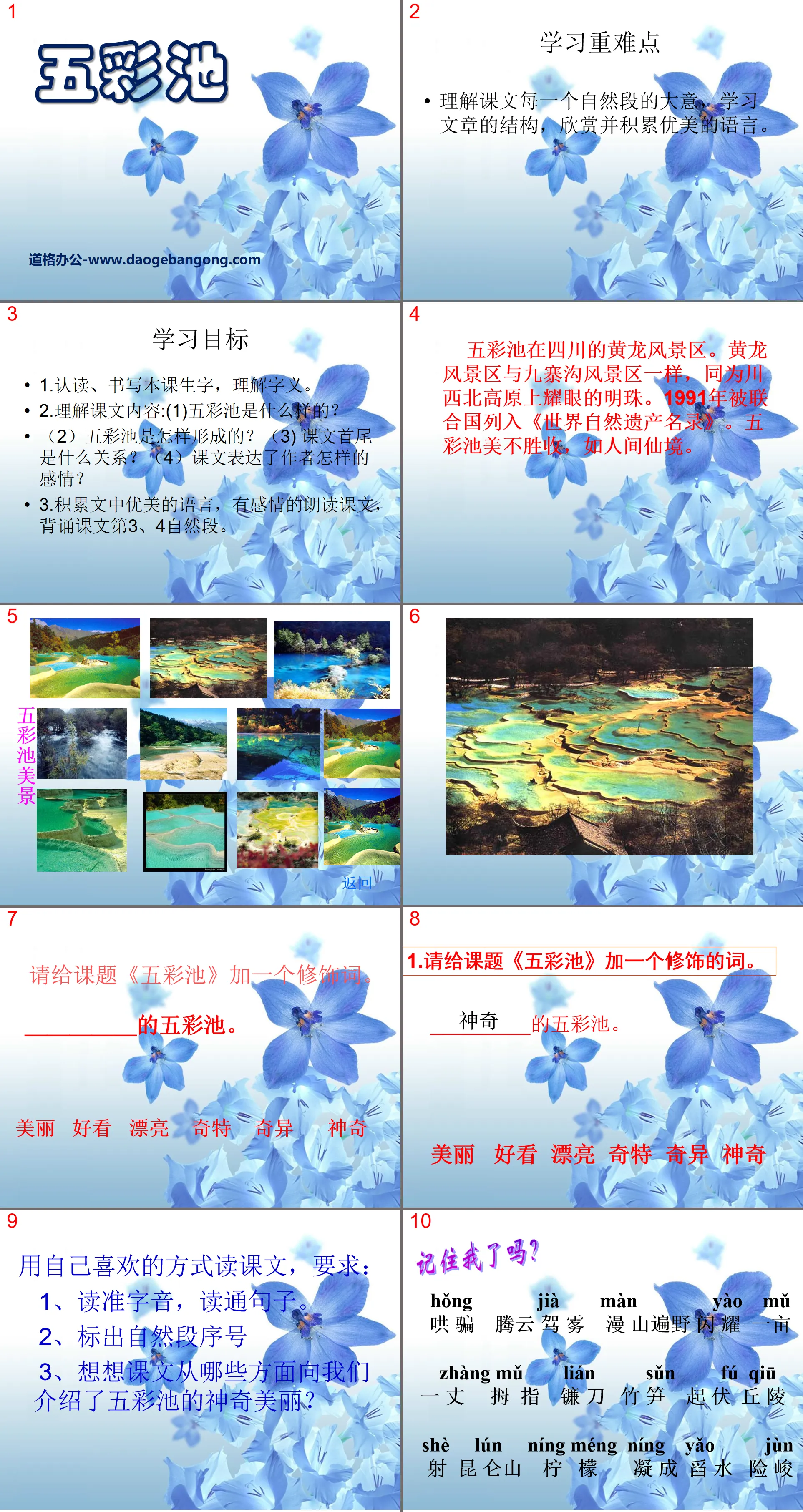 "Five Colorful Pond" PPT Courseware 3