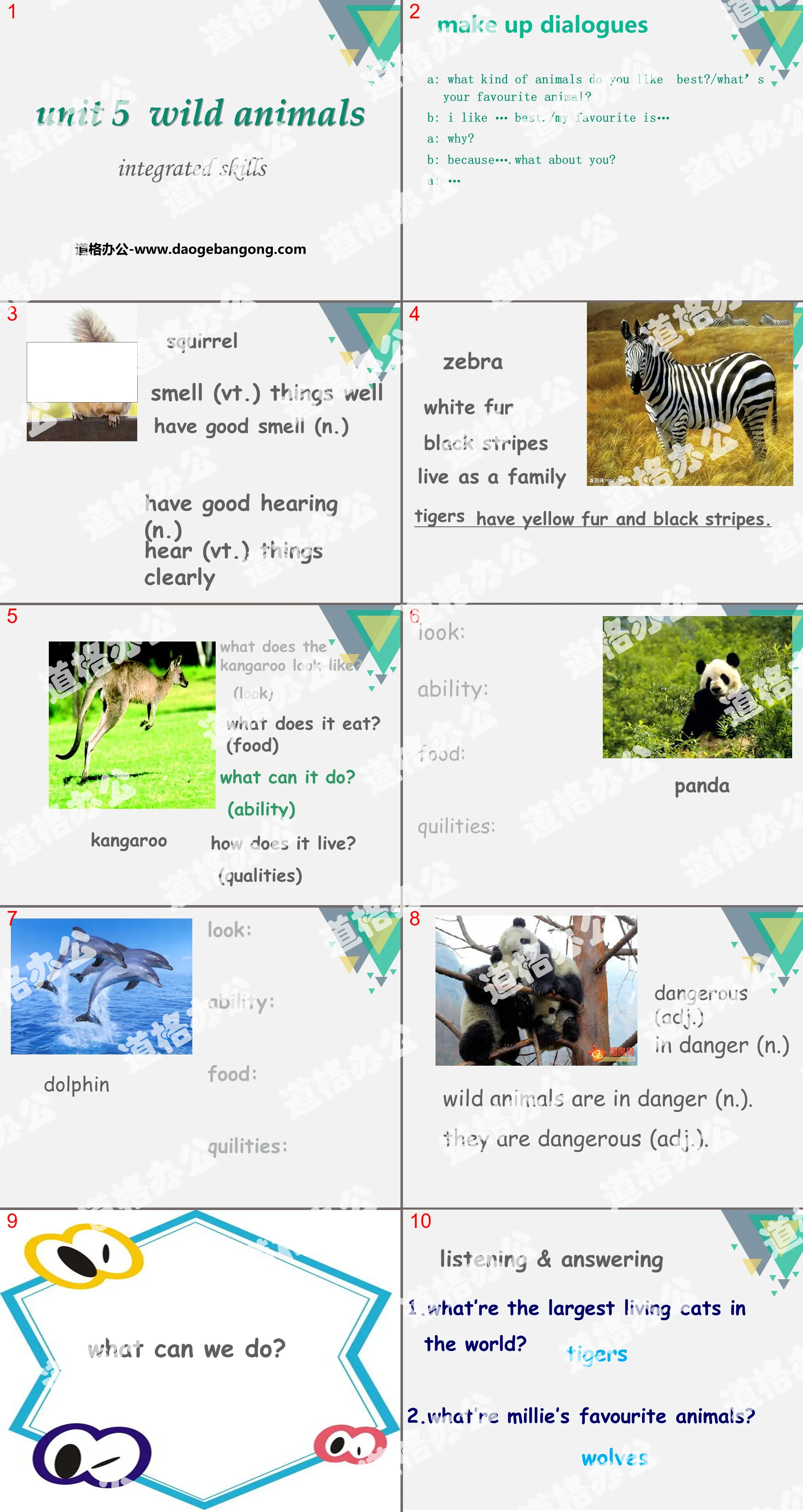 "Wild animals" integrated SkillsPPT courseware