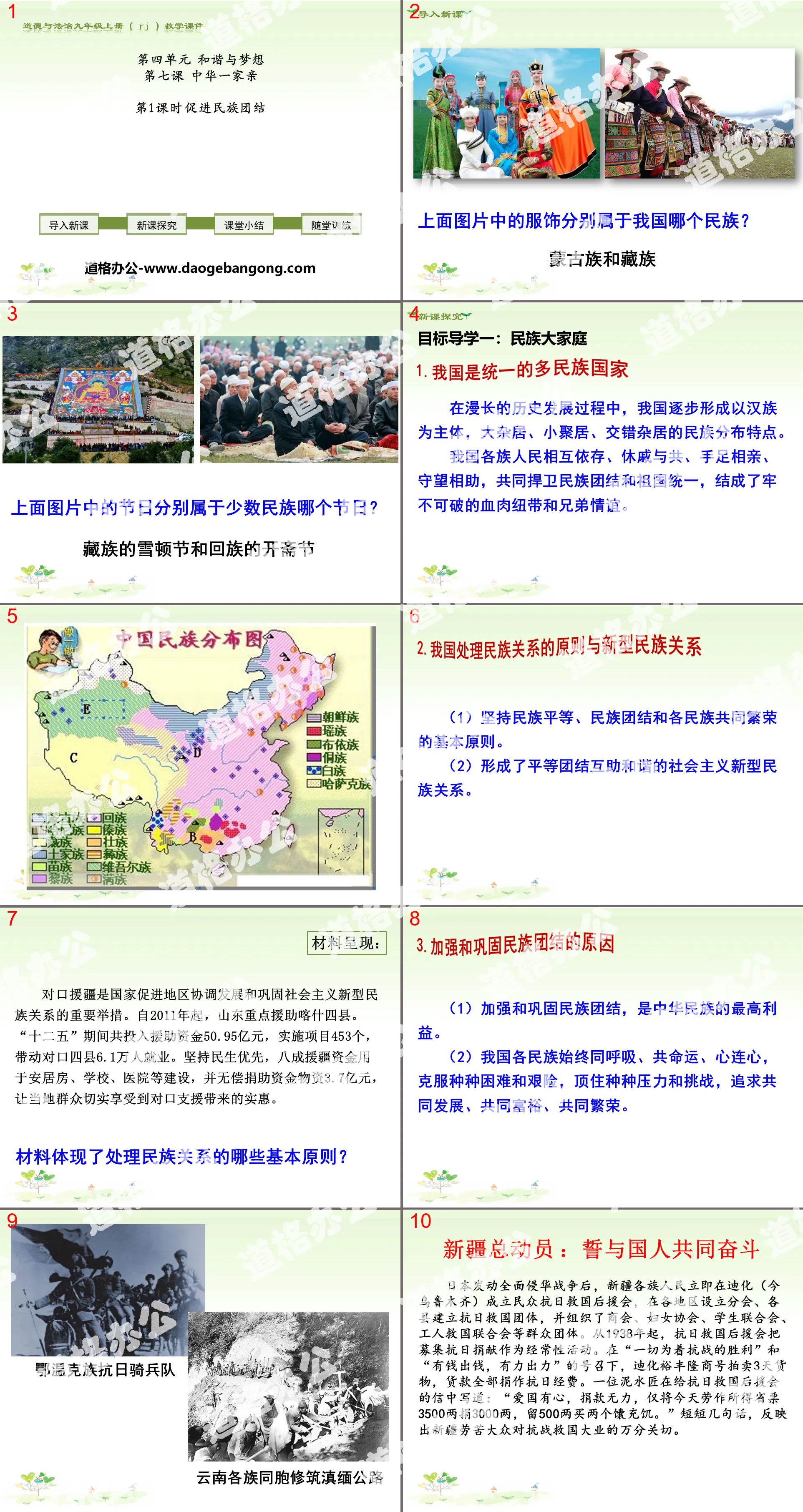 "Promoting National Unity" Chinese Family PPT Courseware