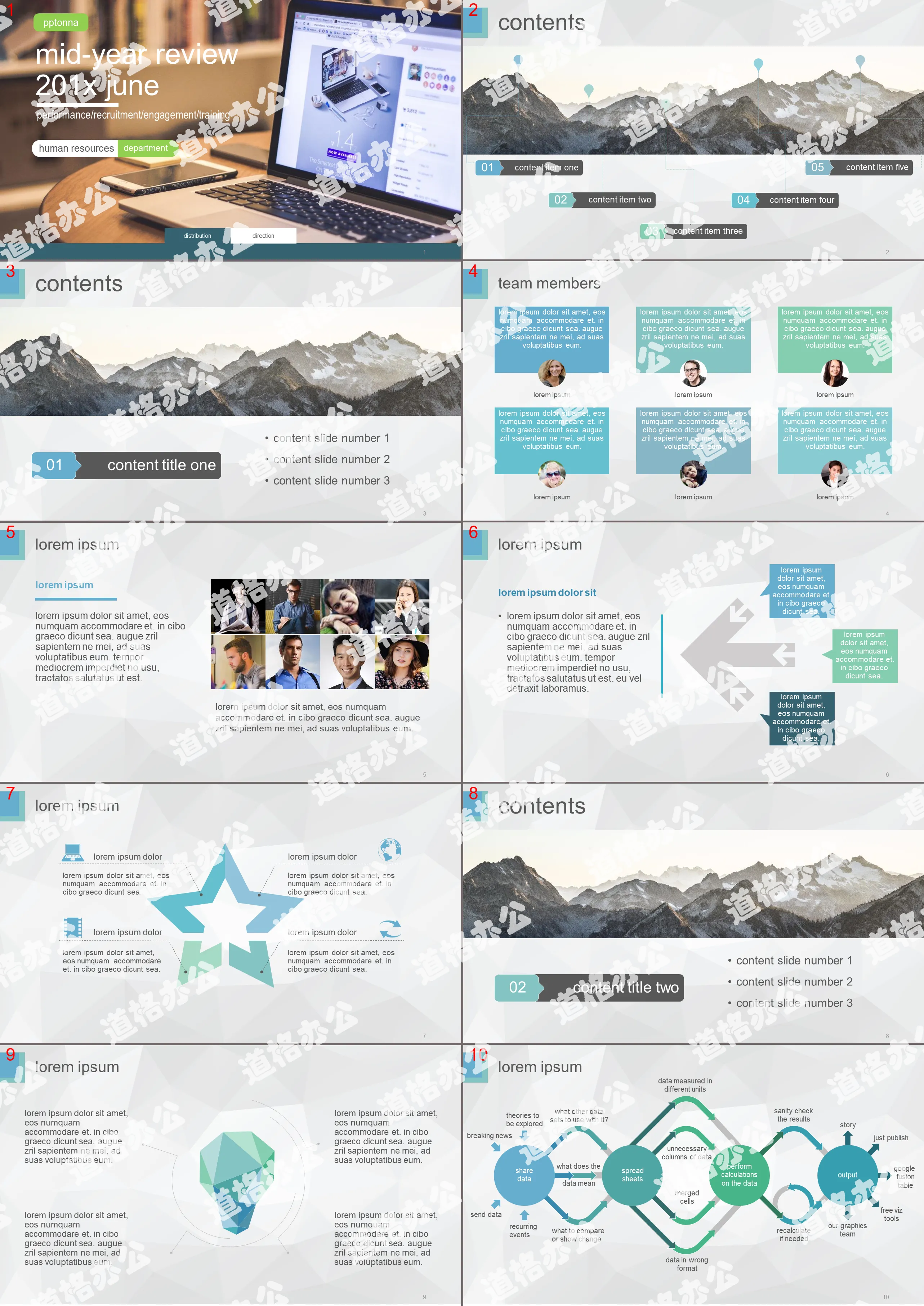 网页设计风格的欧美图片排版PPT模板