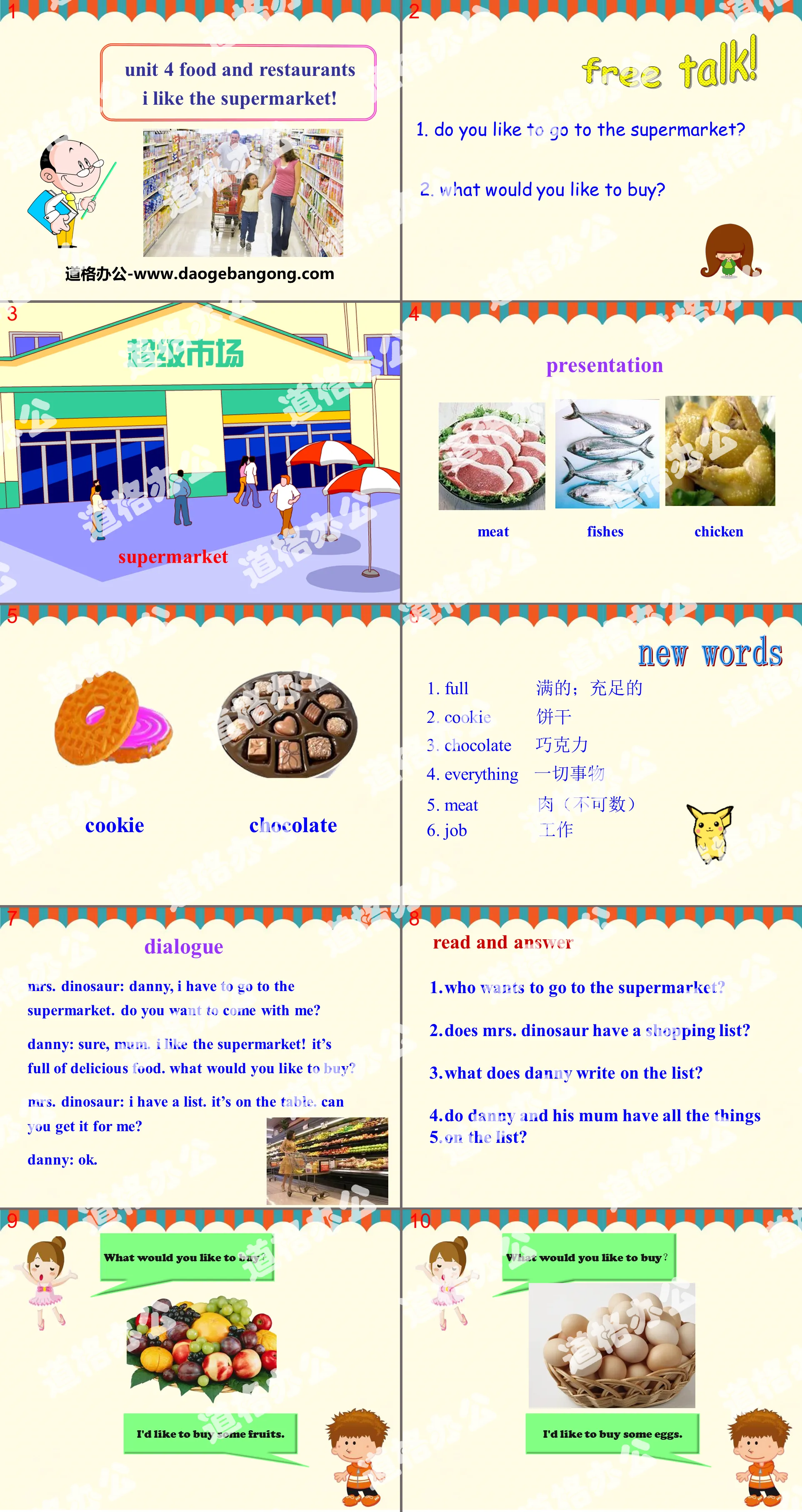 "I like the Supermarket!" Food and Restaurants PPT teaching courseware