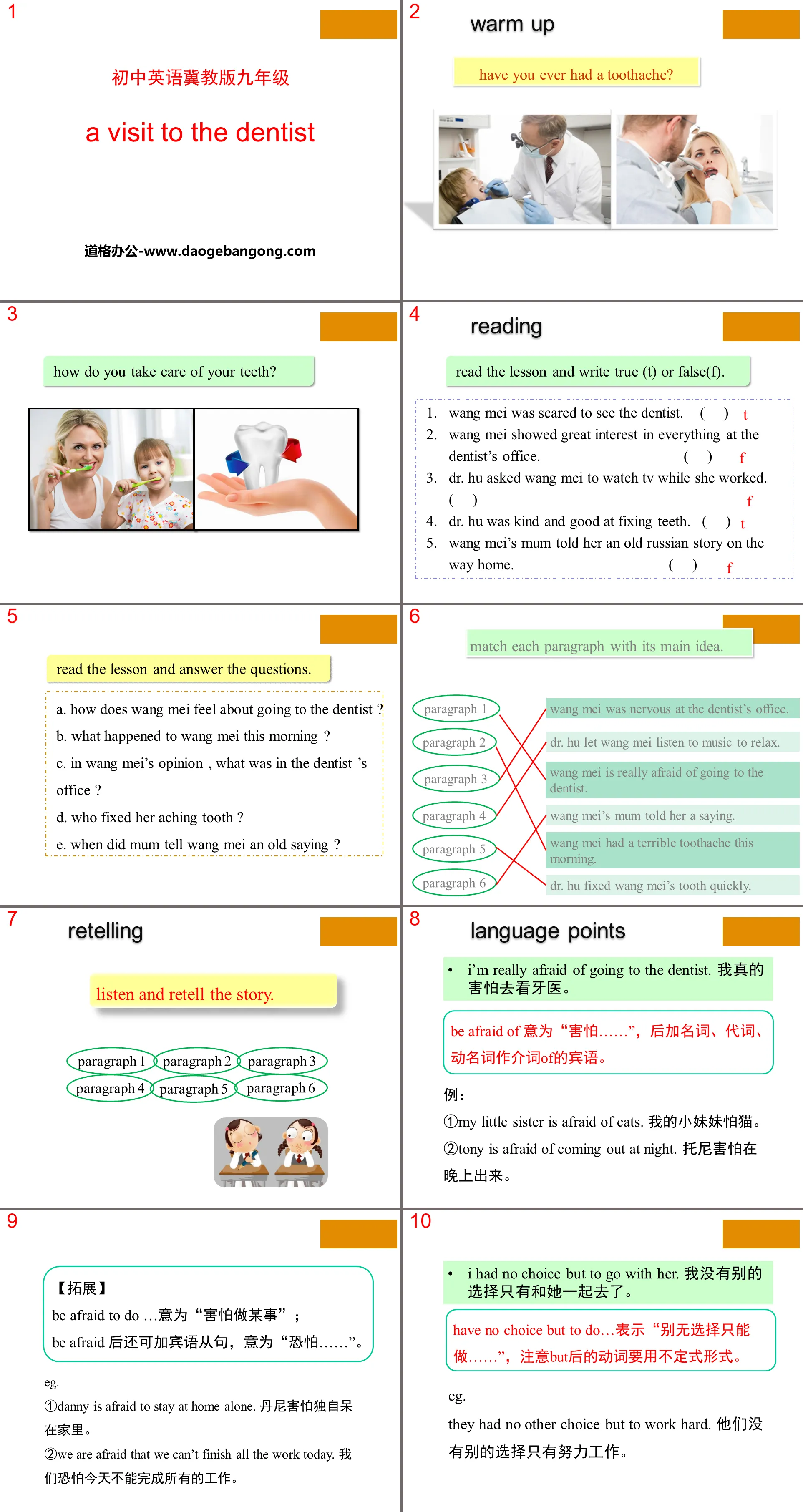 "A Visit to the Dentist" Stay healthy PPT courseware