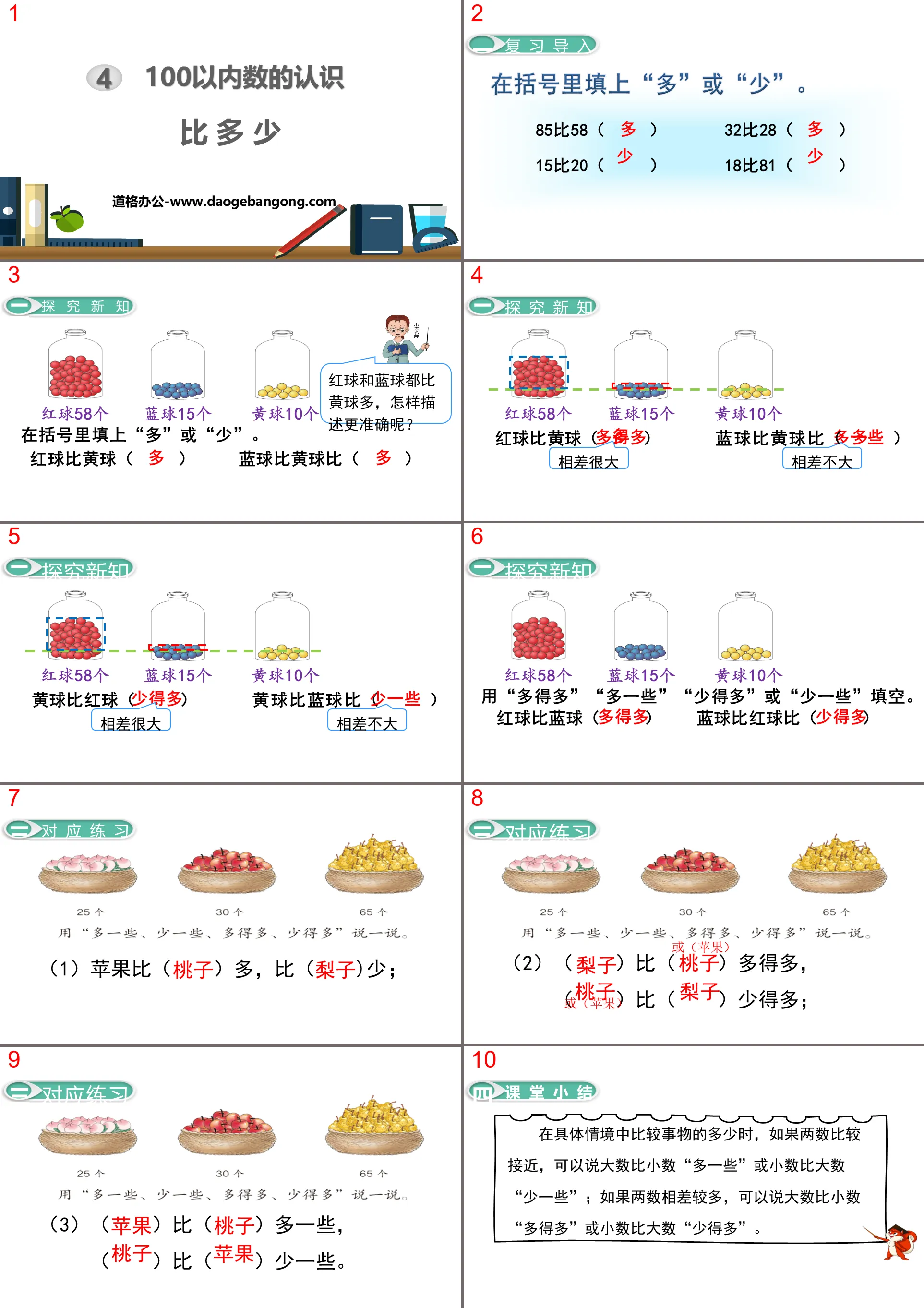 《比多少》100以内数的认识PPT