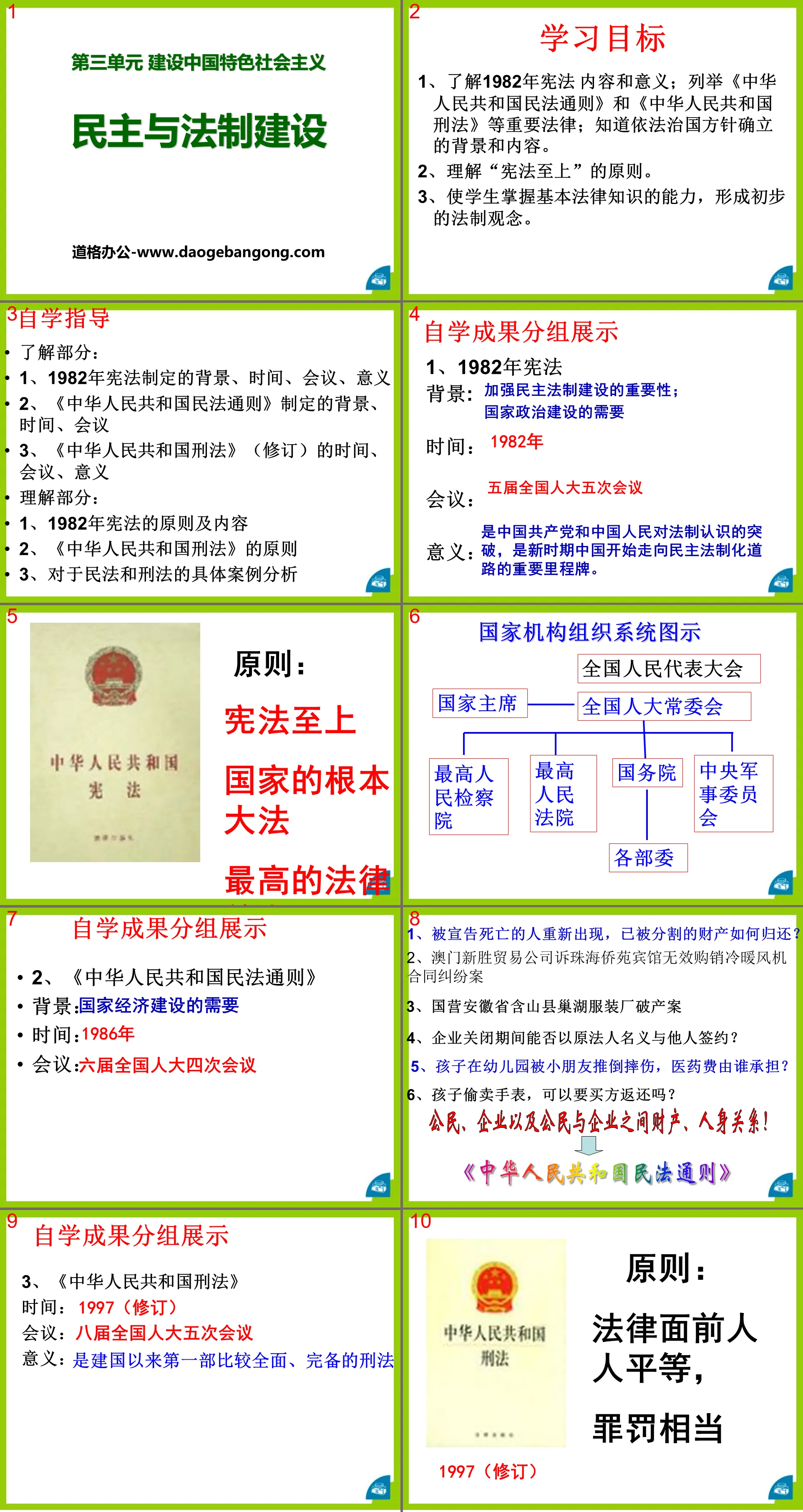 "Democracy and Legal System Construction" Building Socialism with Chinese Characteristics PPT Courseware