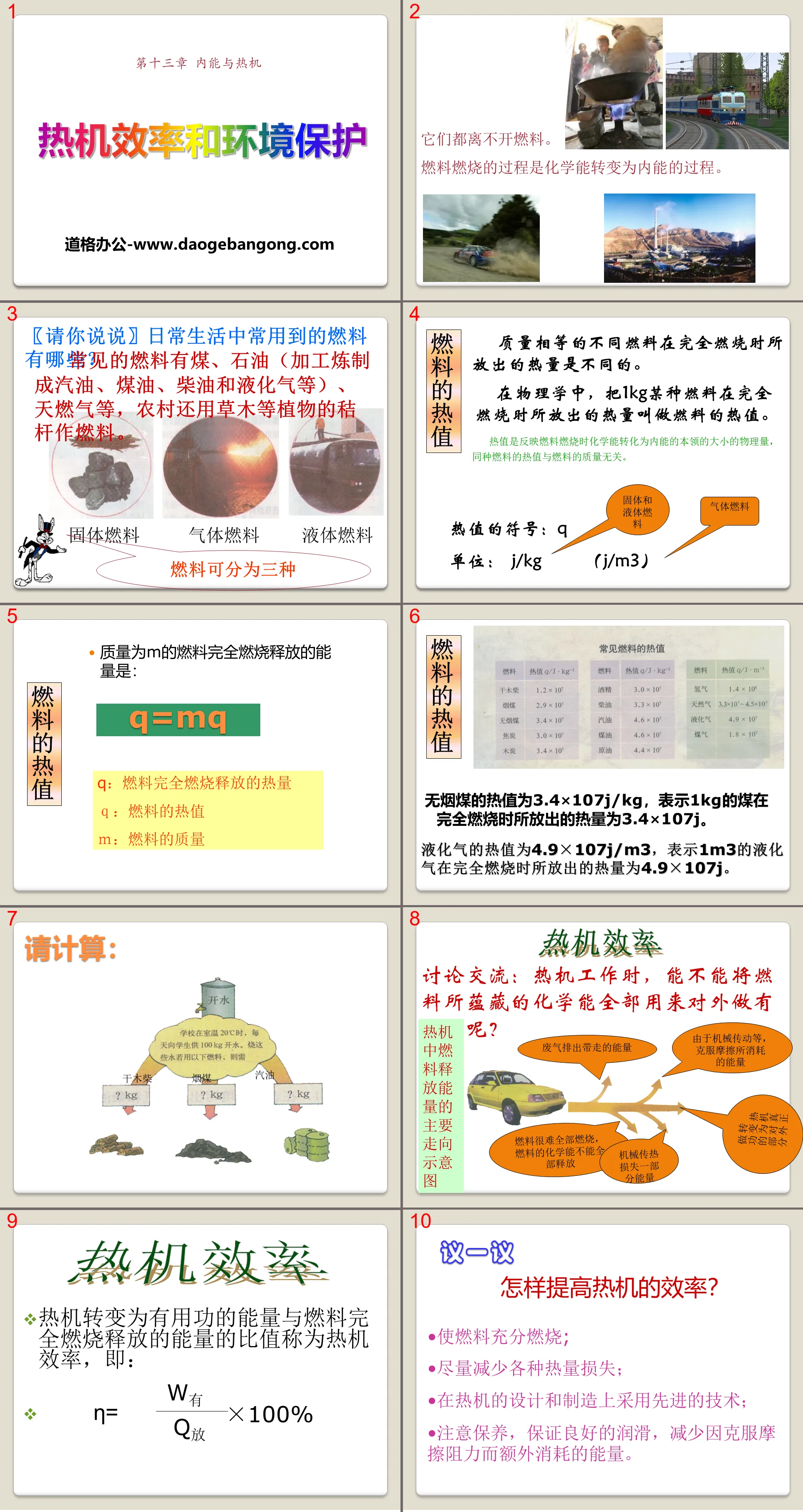 《熱機效率與環境保護》內能與熱機PPT課件