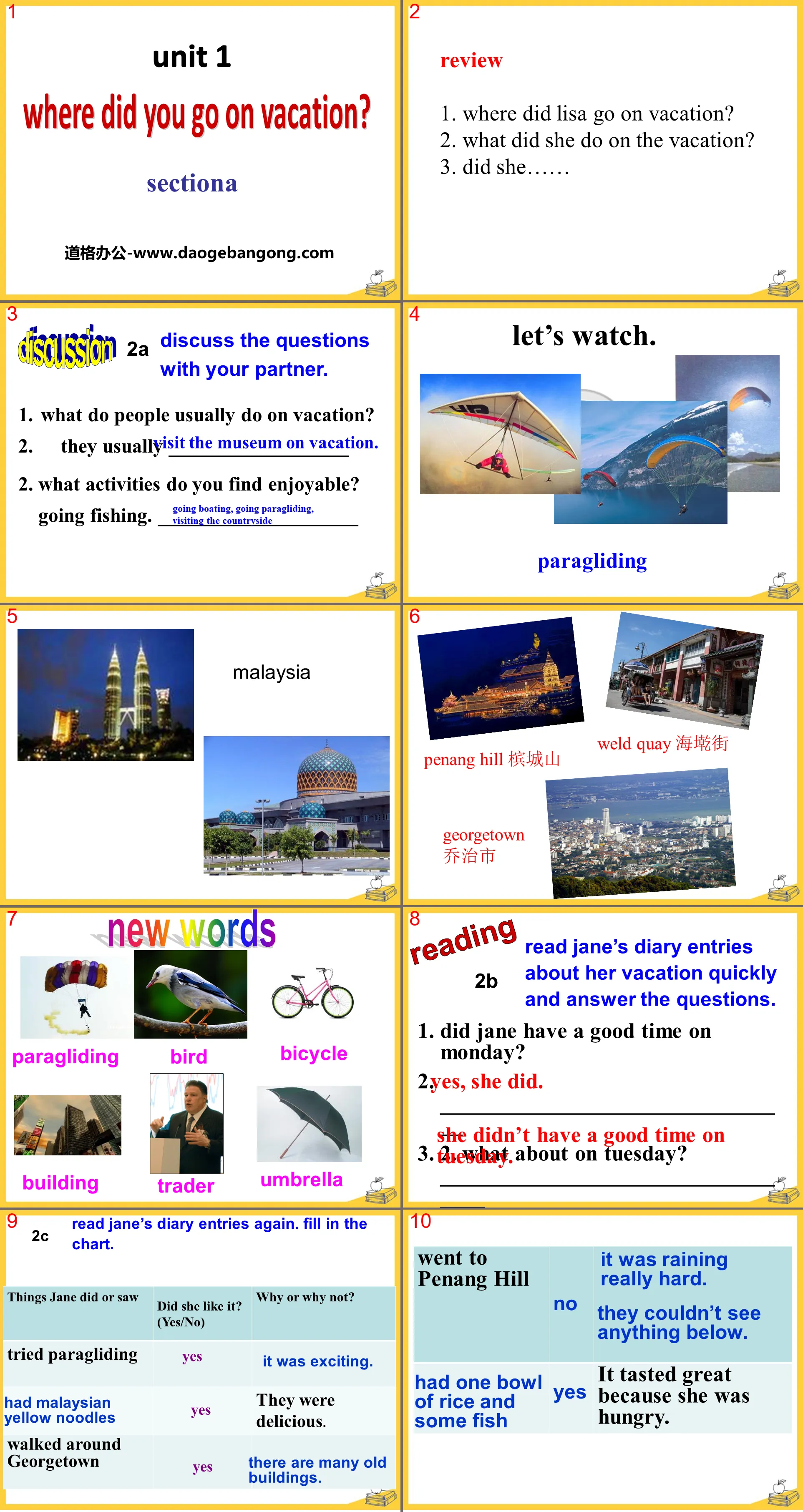 "Where did you go on vacation?" PPT courseware 17