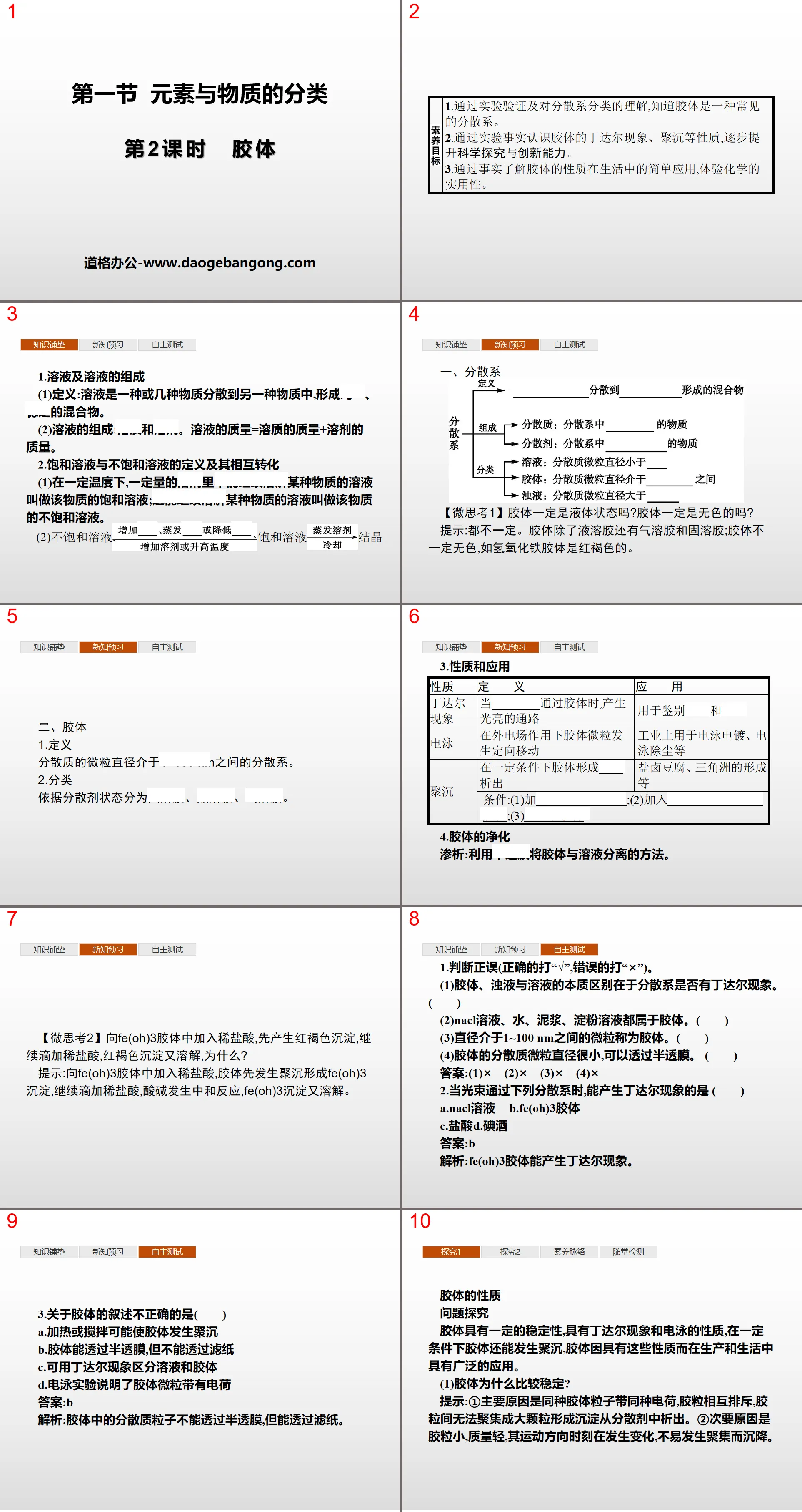 《元素與物質的分類》元素與物質世界PPT(第2課時膠體)