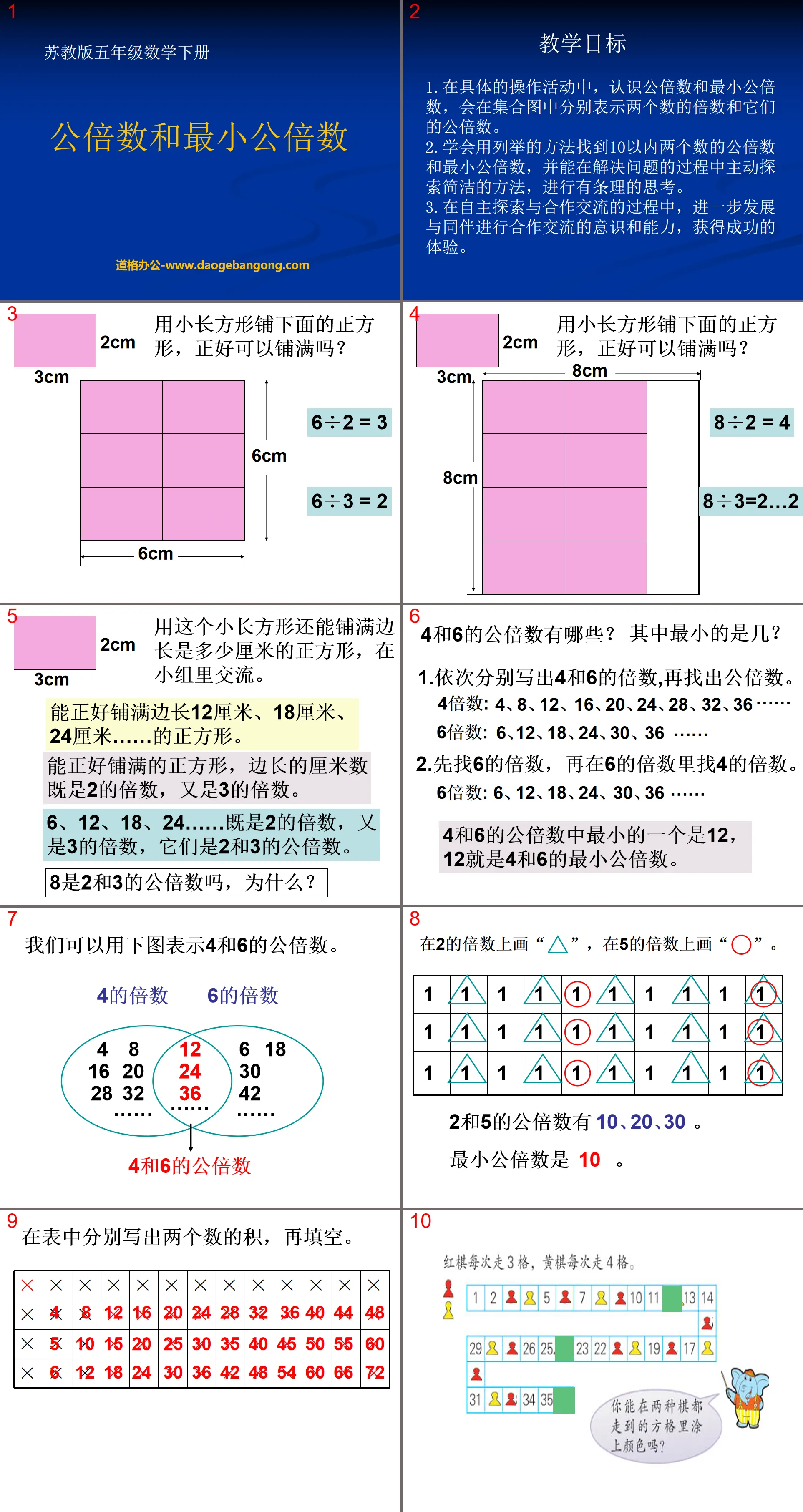 "Common Multiples and Least Common Multiples" Common Multiples and Common Factors PPT Courseware 2