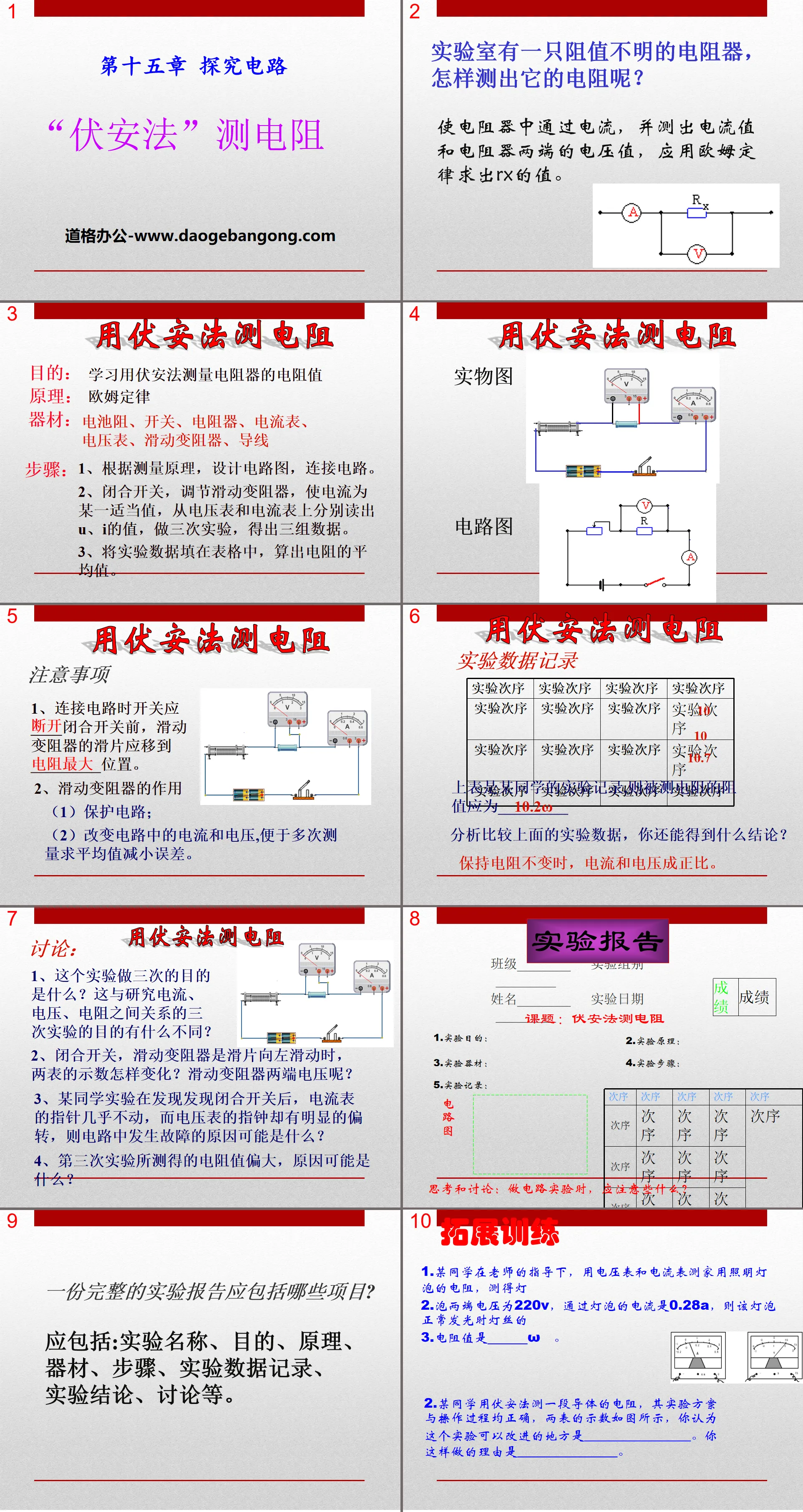 "Measurement of Resistance by Voltammetry" Exploring Circuit PPT Courseware 2