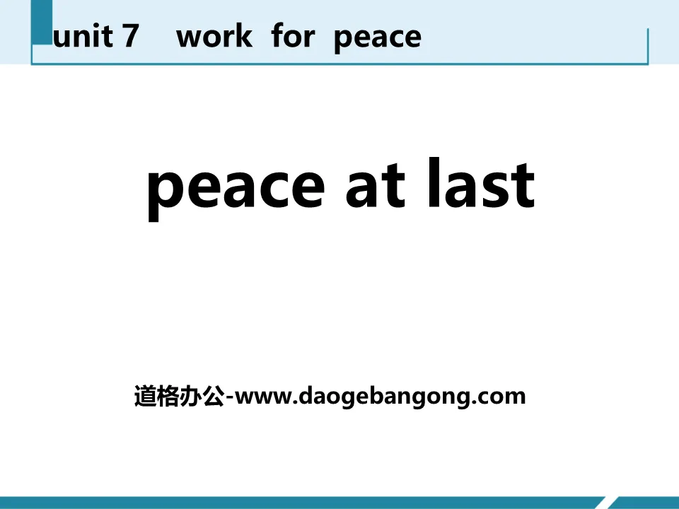 « Enfin la paix » Work for Peace PPT cours gratuit