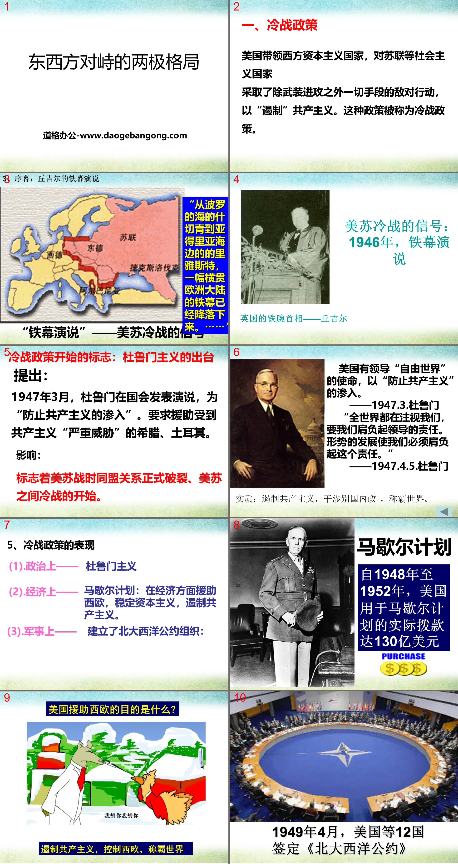 "The Bipolar Pattern of Confrontation between East and West" PPT courseware on the world under the bipolar pattern