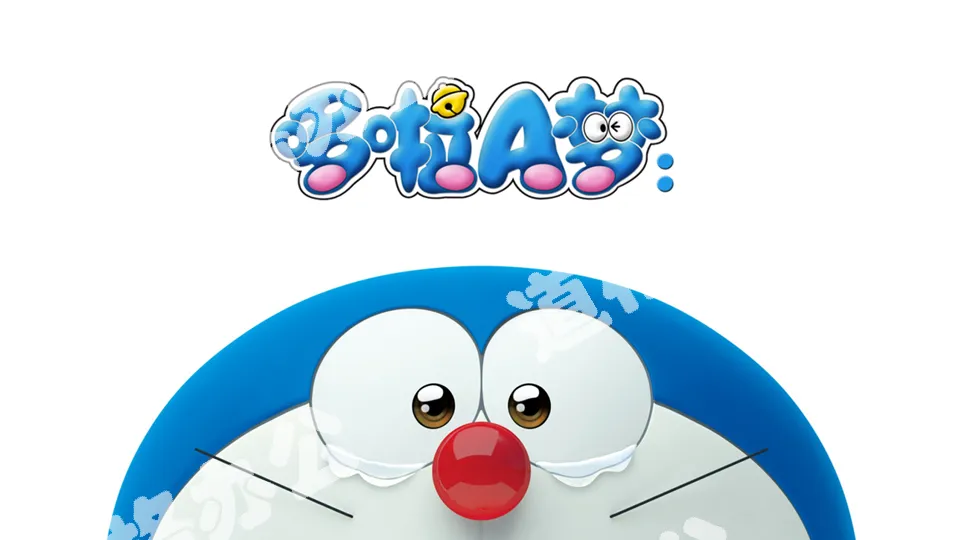 Blue cute cartoon Doraemon PPT template season three