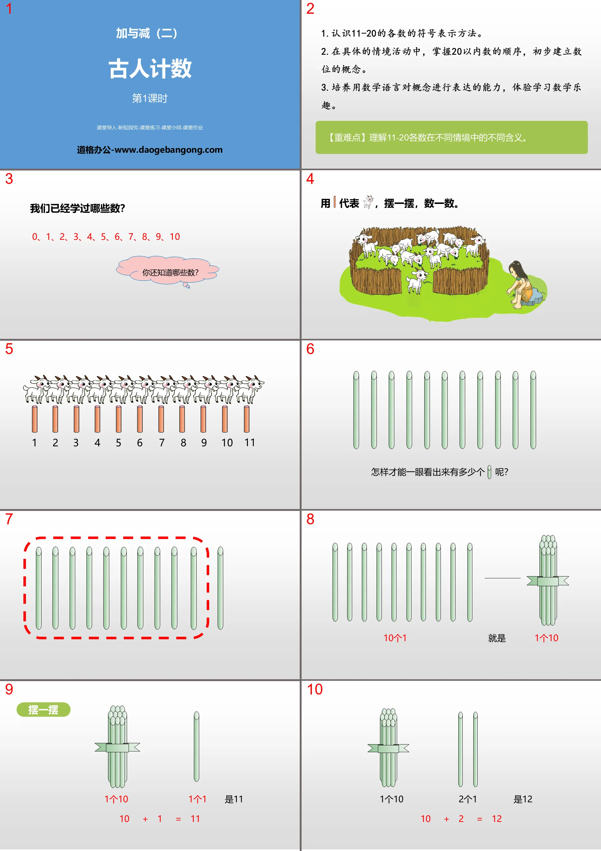 "Ancient Counting" Addition and Subtraction PPT (Lesson 1)