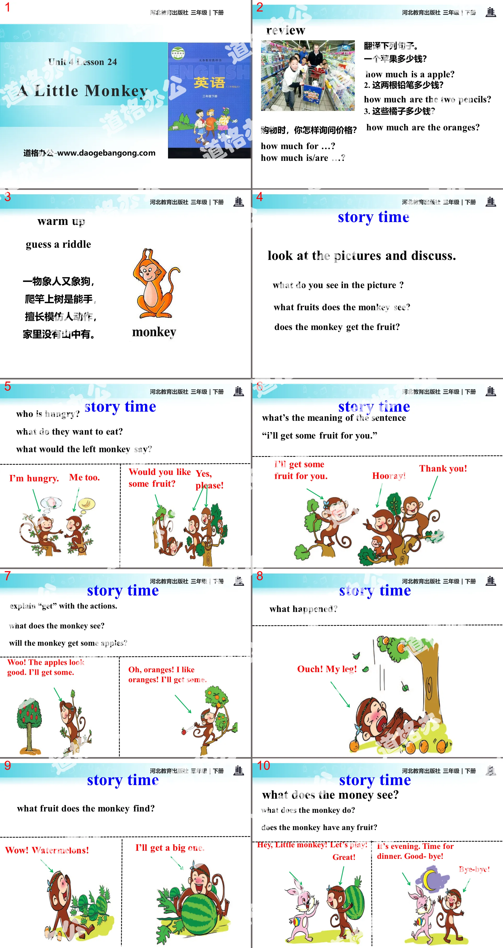 《A little monkey》Food and Restaurants PPT
