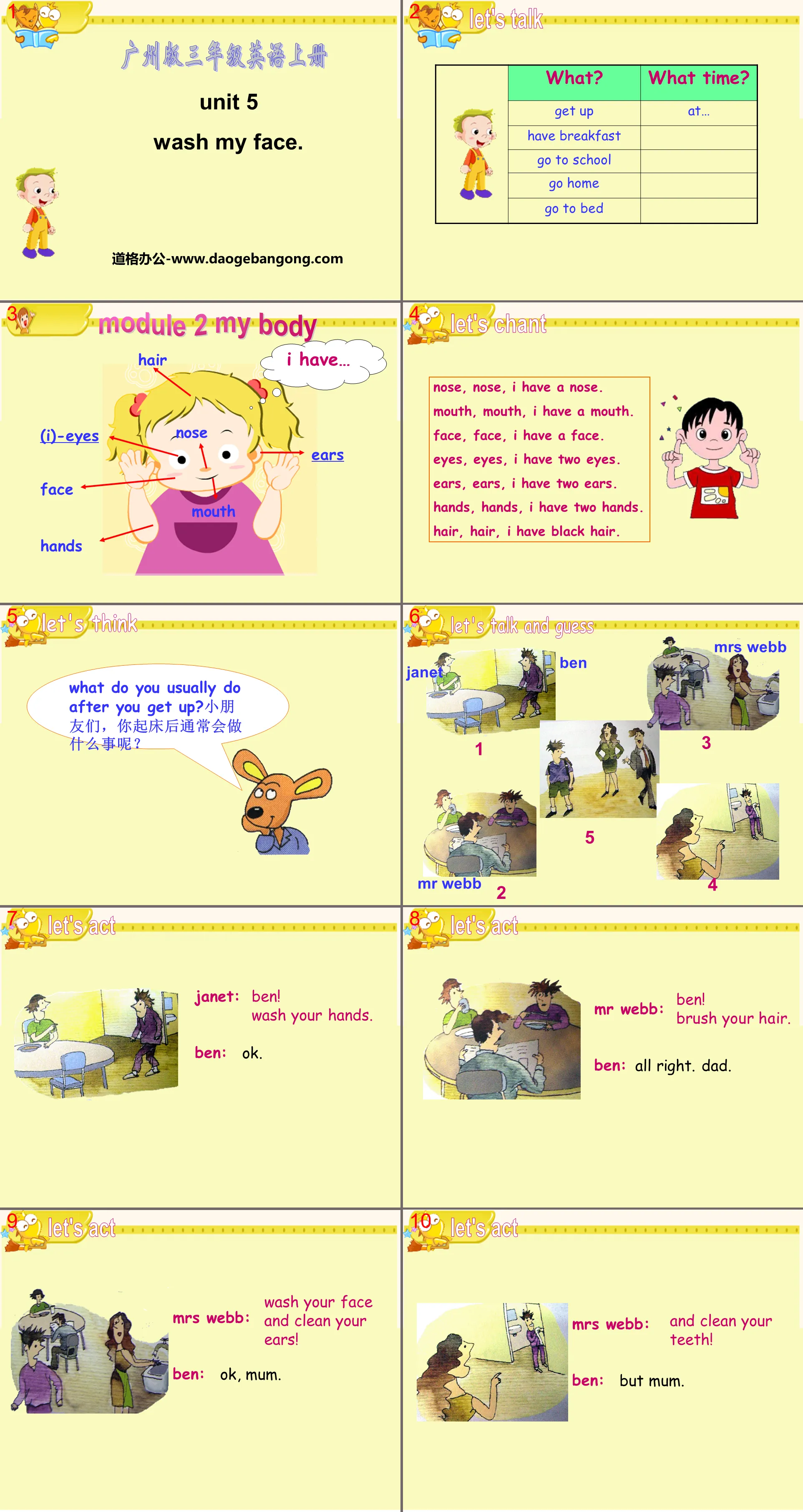 "Wash your face" PPT courseware