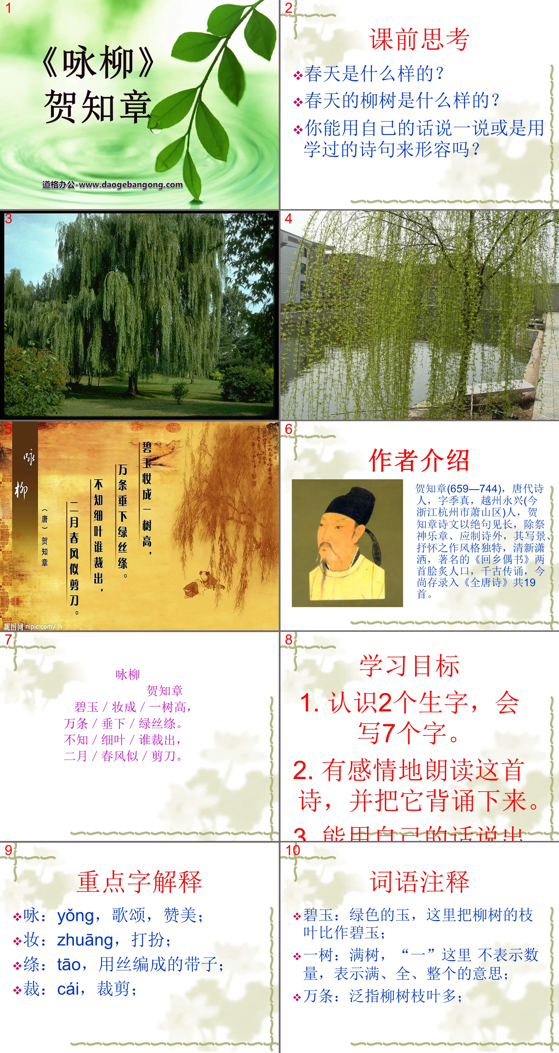 "Yong Willow" PPT courseware 6