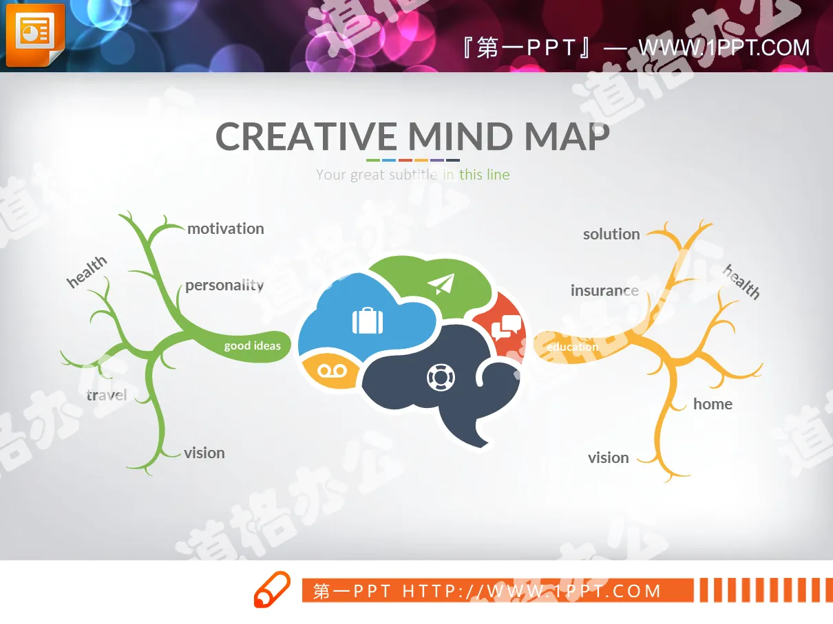 Two PPT charts of human brain diffuse thinking