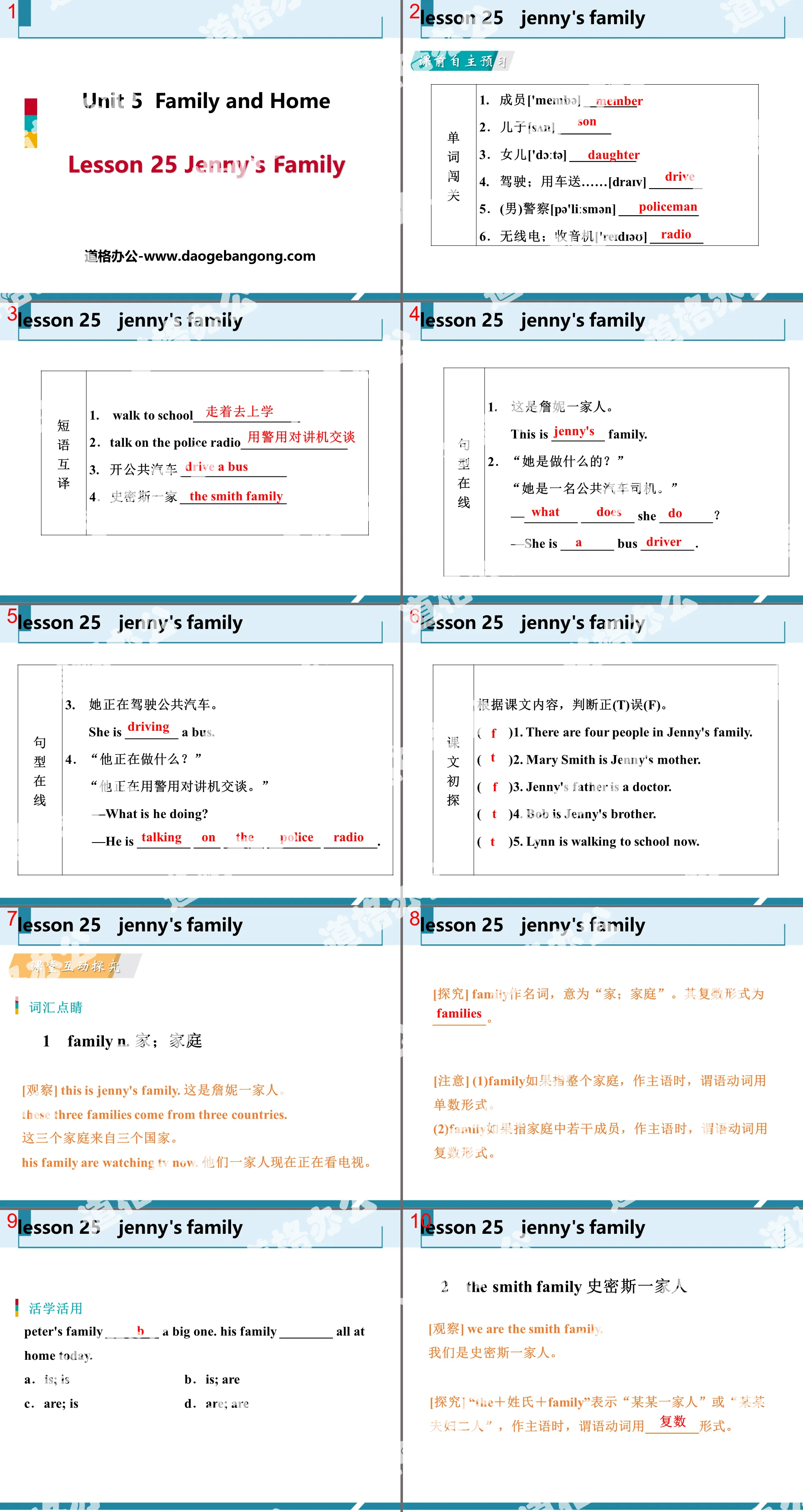 《Jenny's Family》Family and Home PPT课件下载
