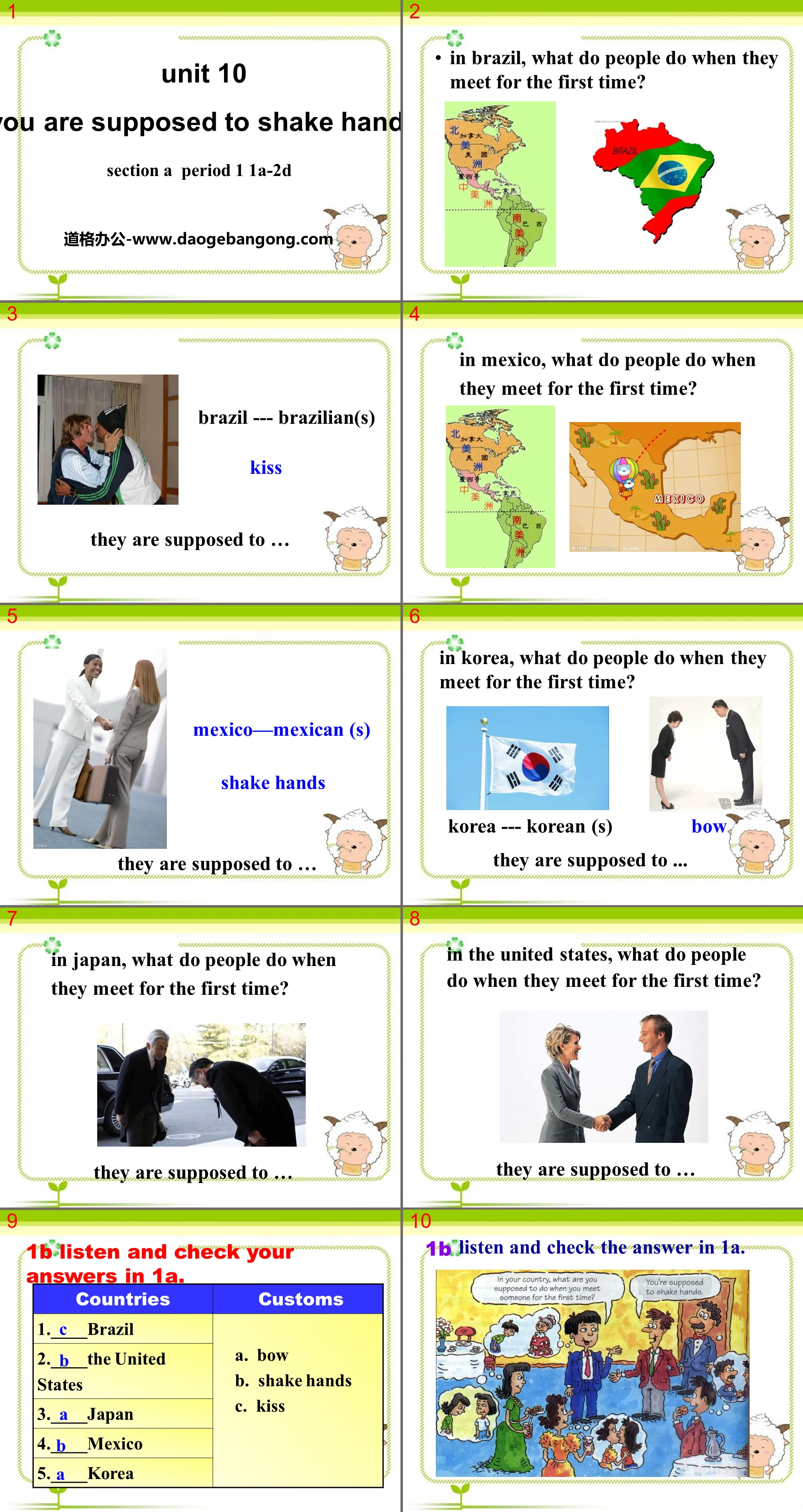 "You are supposed to shake hands" PPT courseware 8