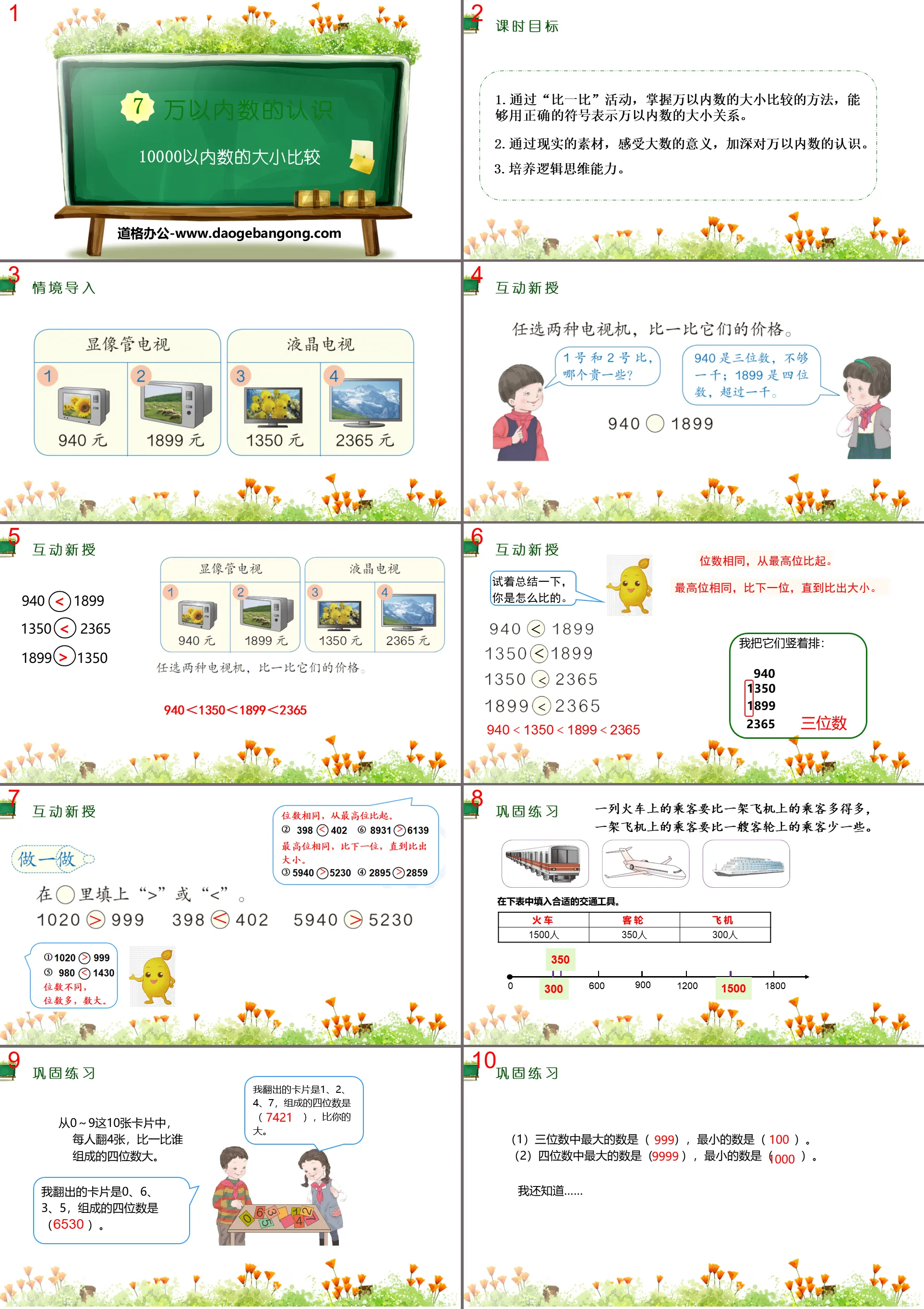 《10000以內數的大小比較》萬以內數的認識PPT