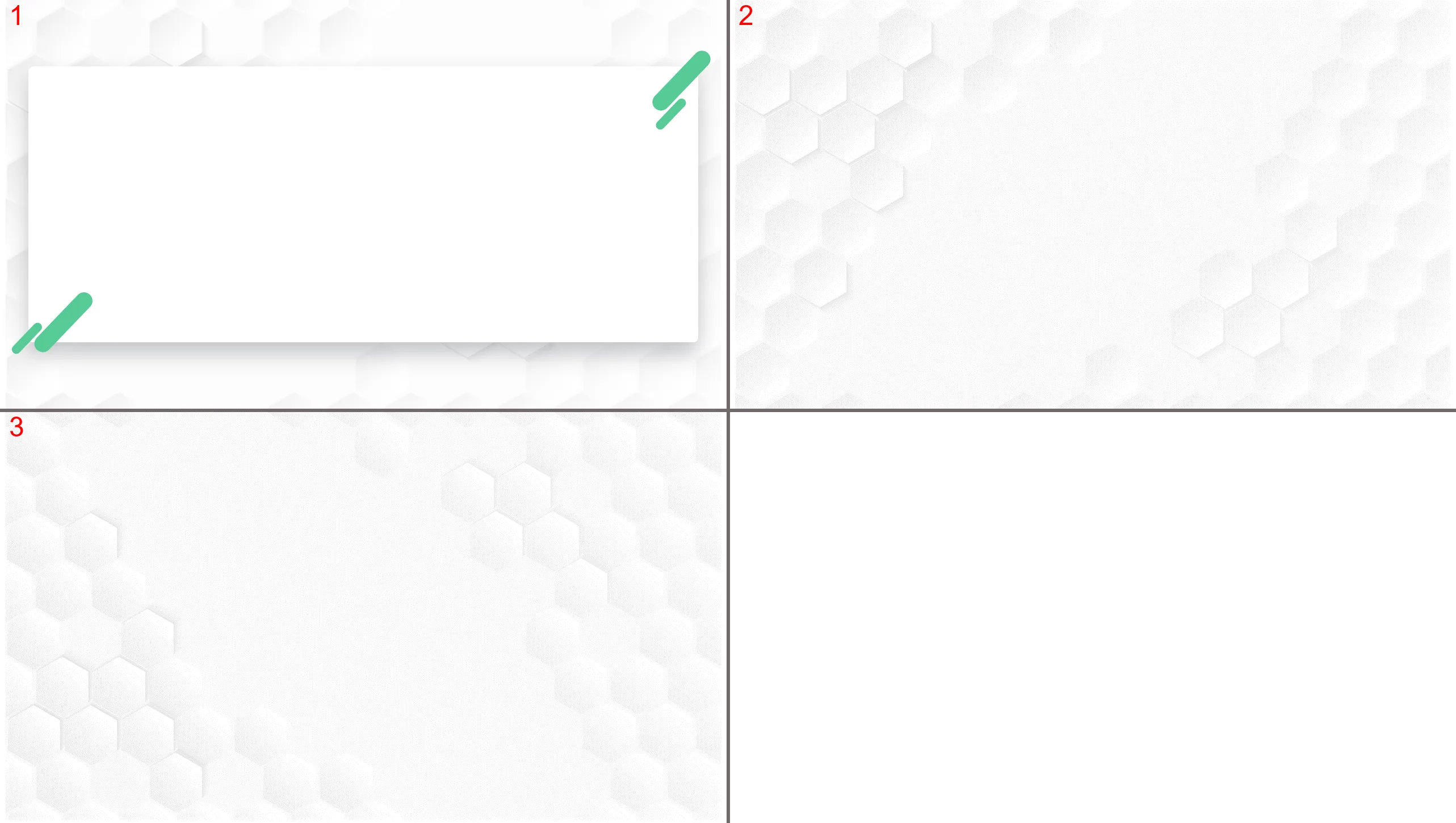 Trois images d'arrière-plan PPT en forme de nid d'abeille à combinaison hexagonale blanche