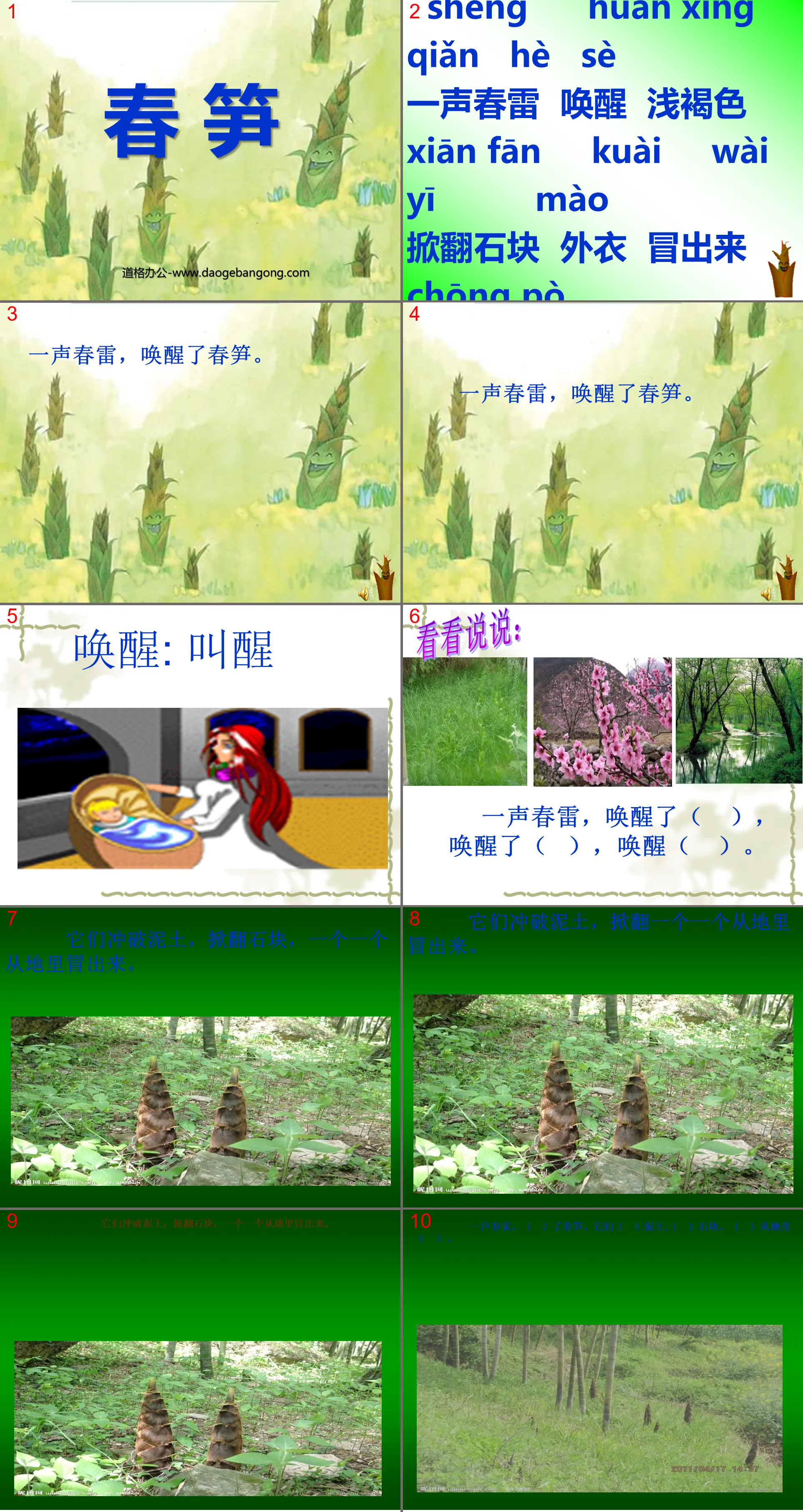 "Spring Bamboo Shoots" PPT courseware 4