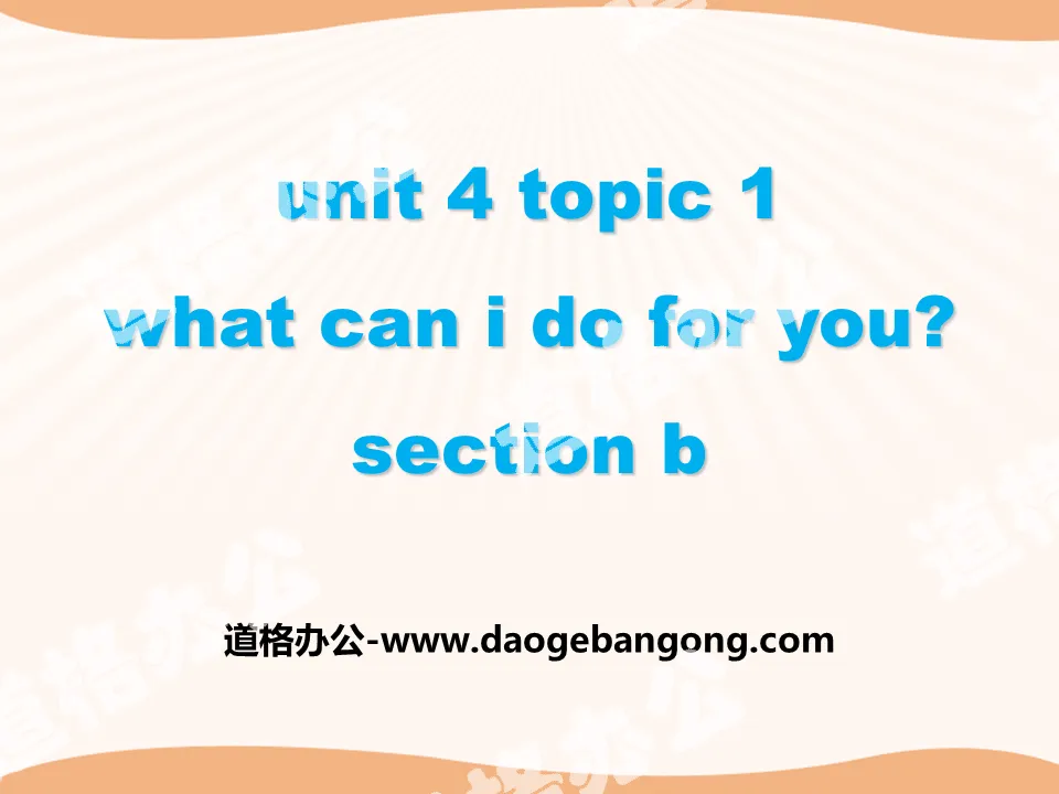"What can I do for you?" SectionB PPT