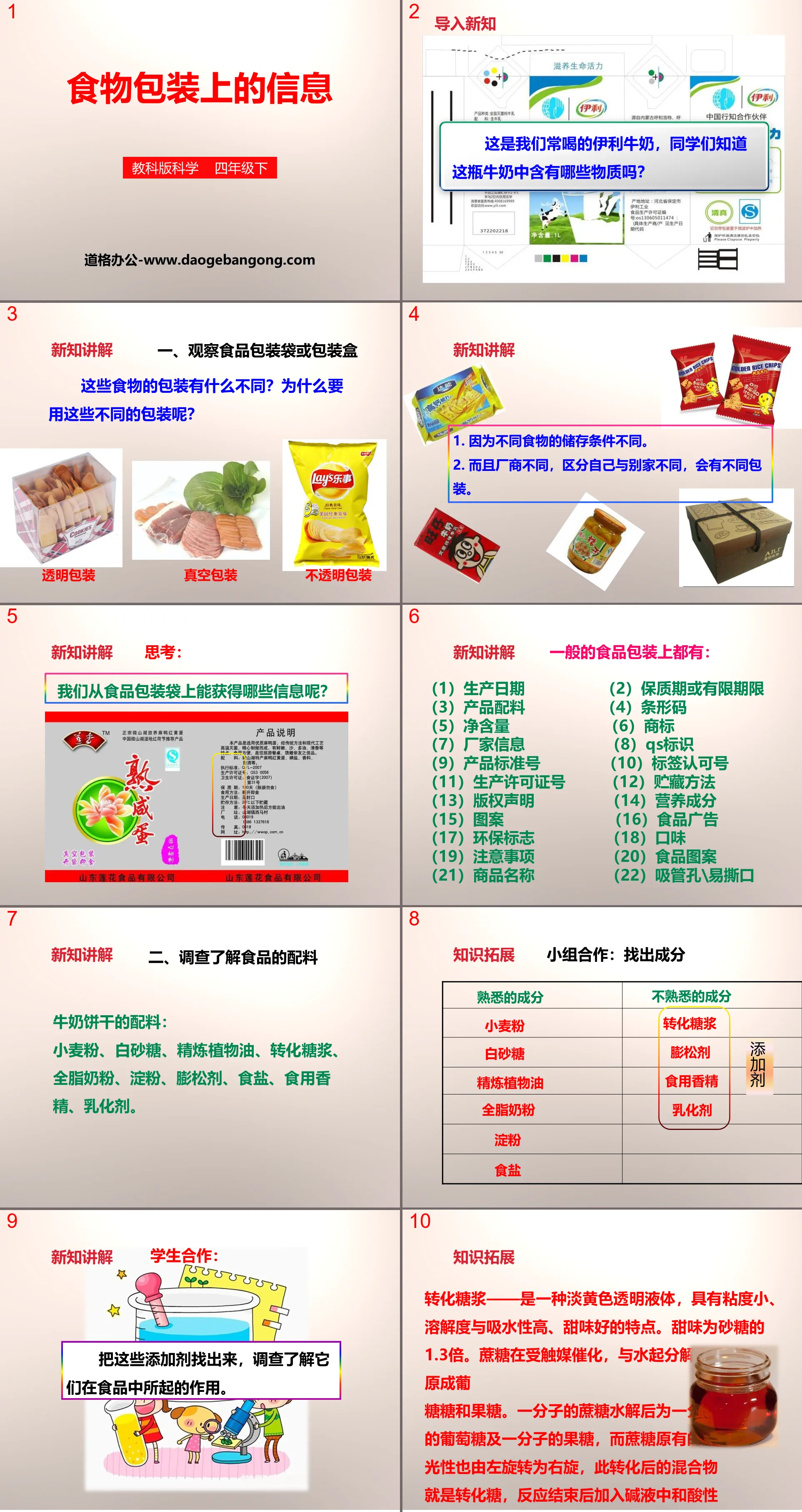 《食物包裝上的信息》食物PPT