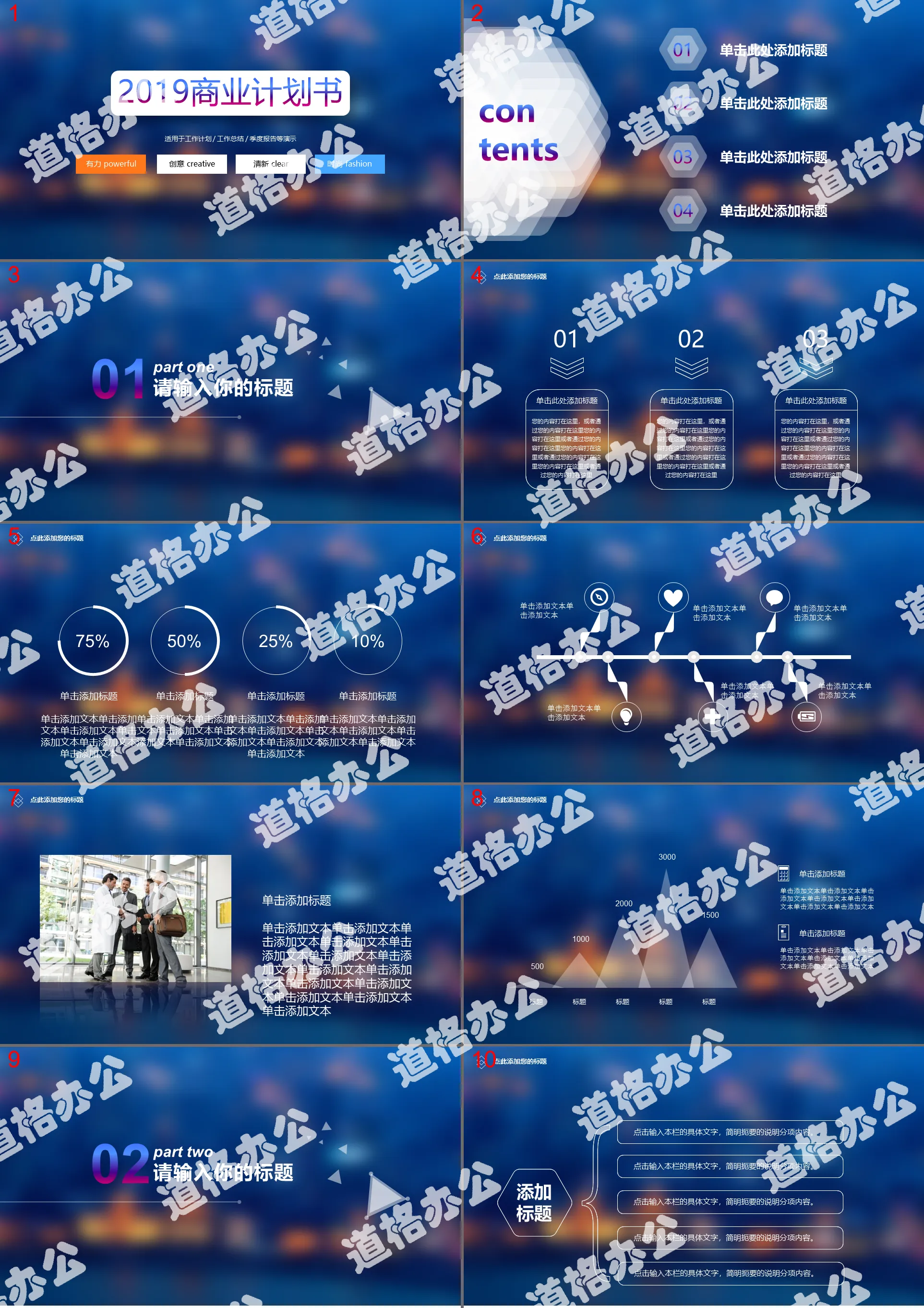 藍色模糊iOS質感的科技創業融資計劃書PPT模板