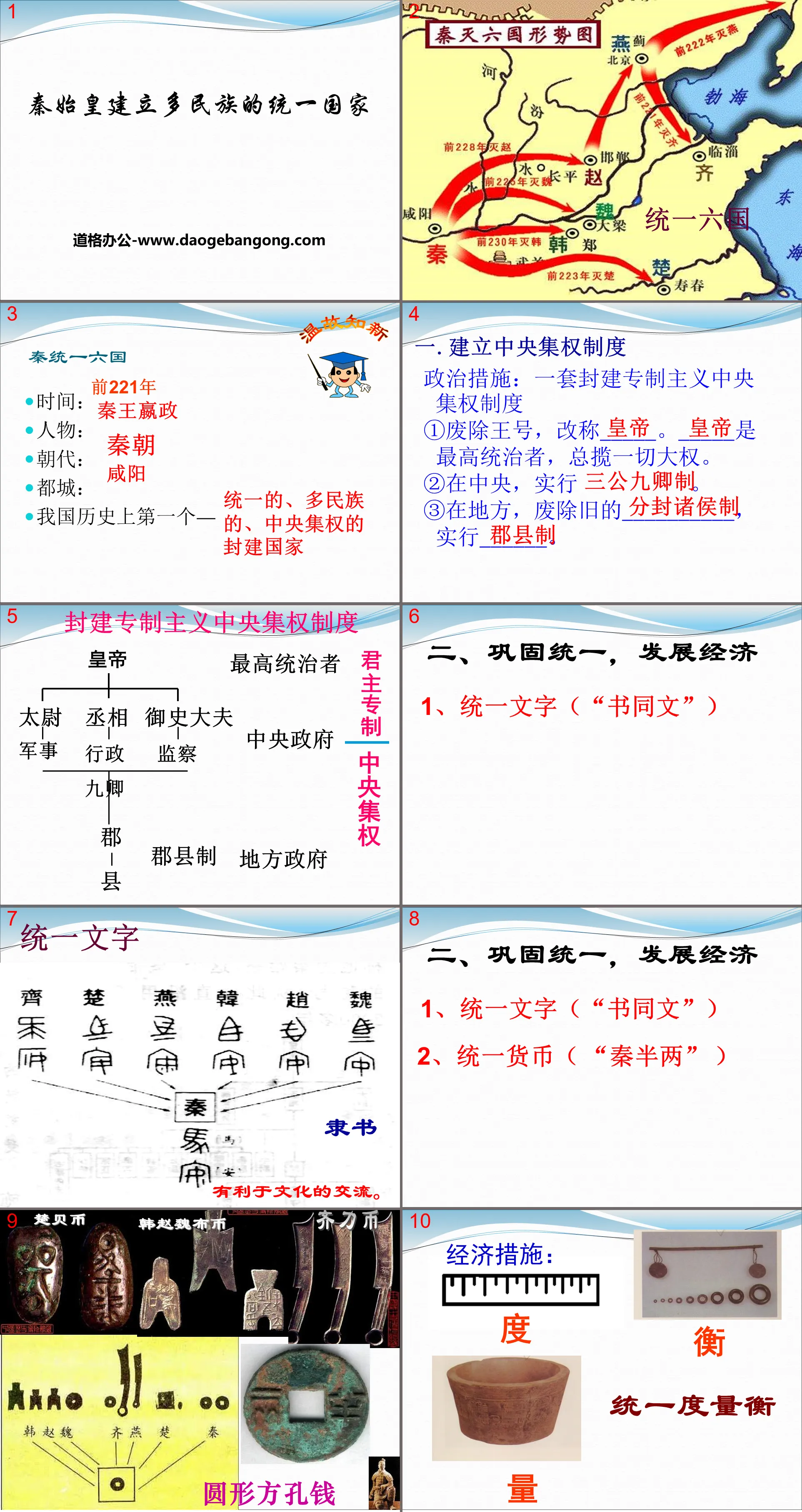 "Qin Shihuang established a multi-ethnic unified country" The establishment of a unified country - Qin and Han PPT courseware 2