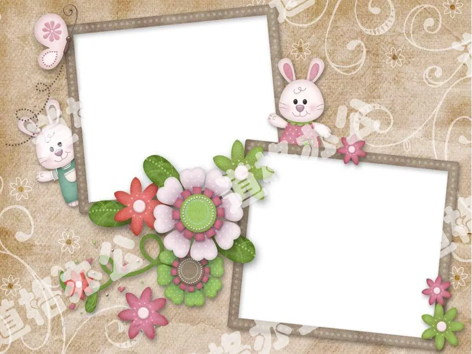 Two floral cartoon border PPT background pictures